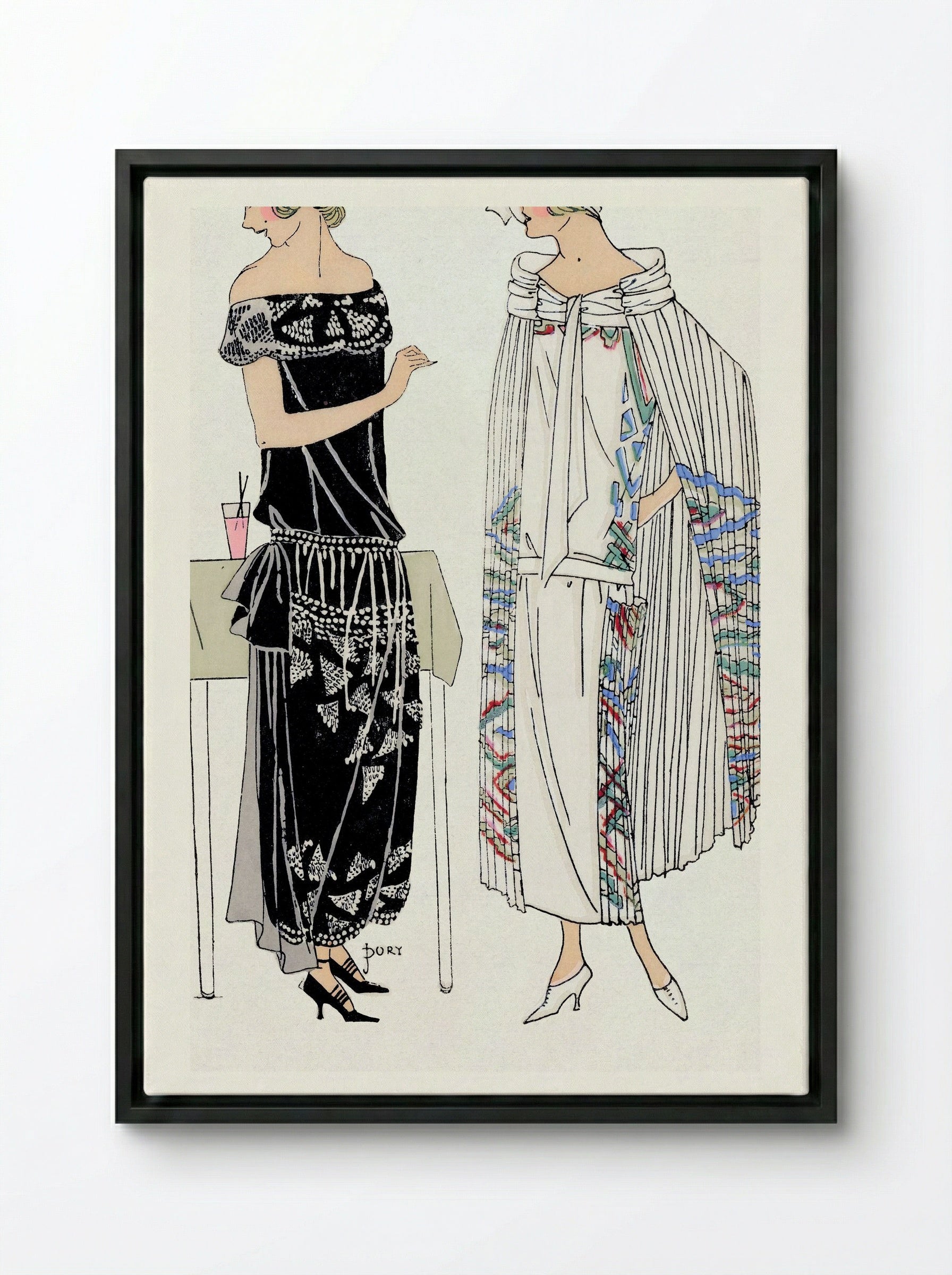 Fashion Plate from Très Parisien, No. 3 - Georges Dory - Framed Canvas Black