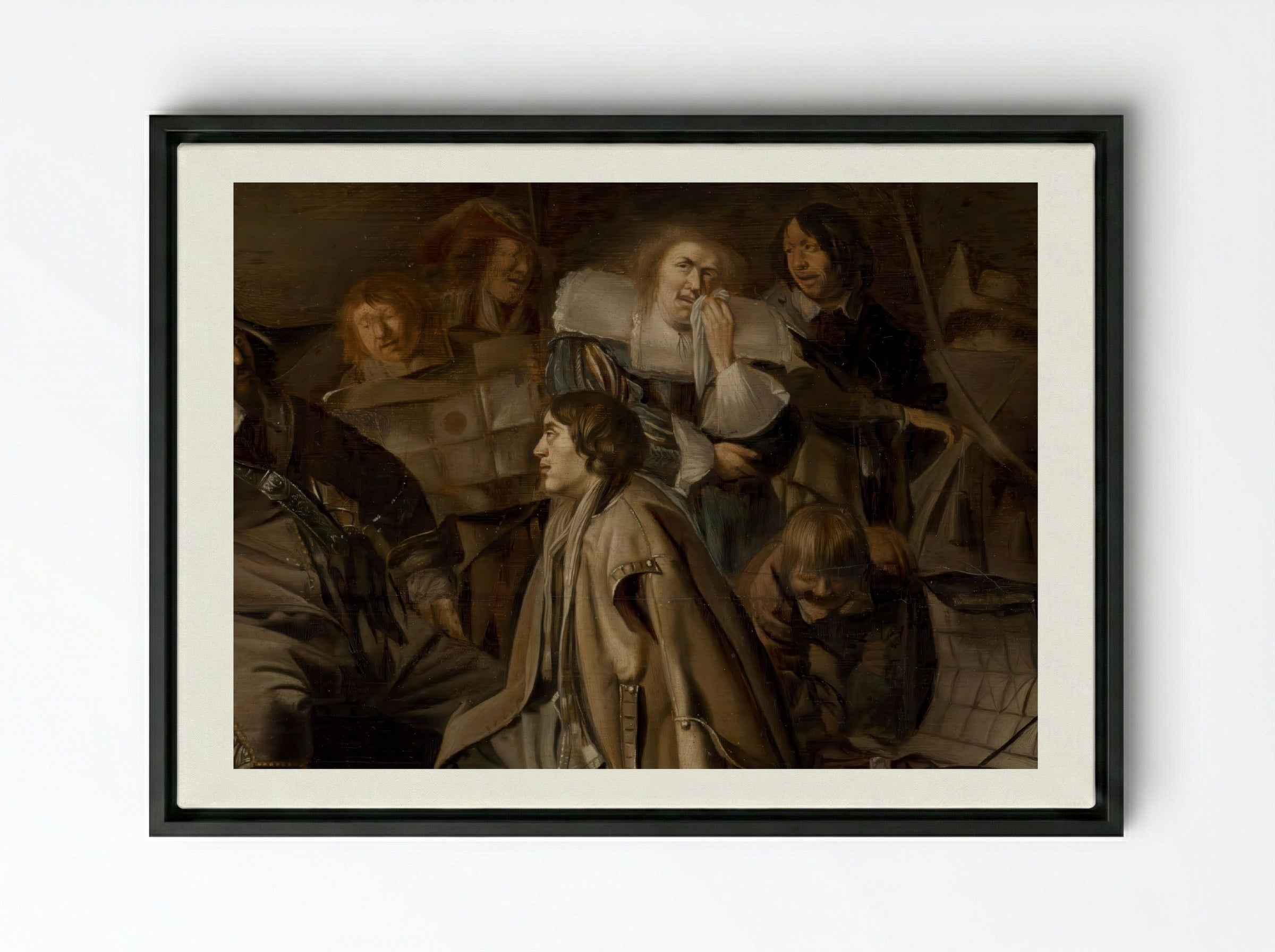 The Questioning of a Prisoner - Pieter Codde - Framed Canvas Black