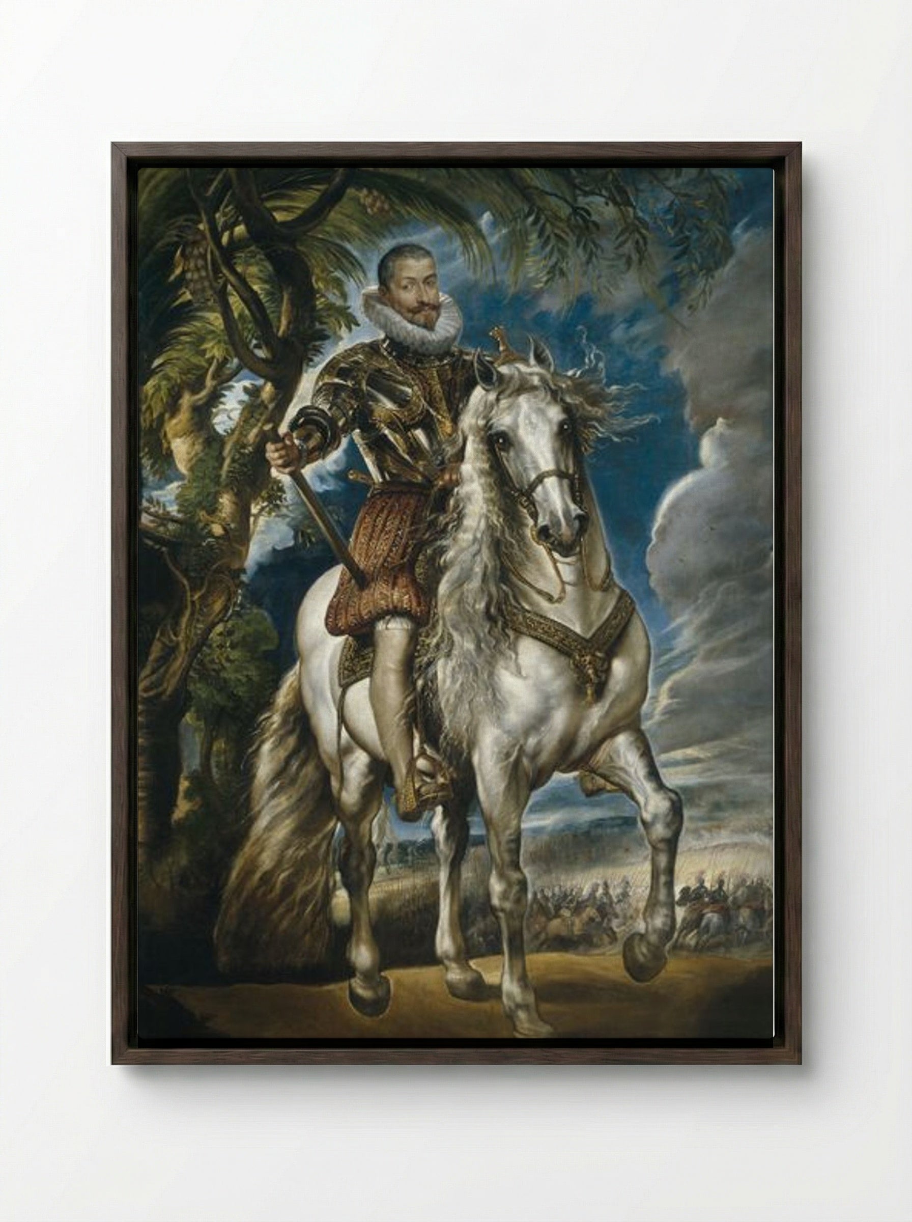 Equestrian Portrait of the Duke of Lerma - Peter Paul Rubens - Framed Canvas Dark Wood