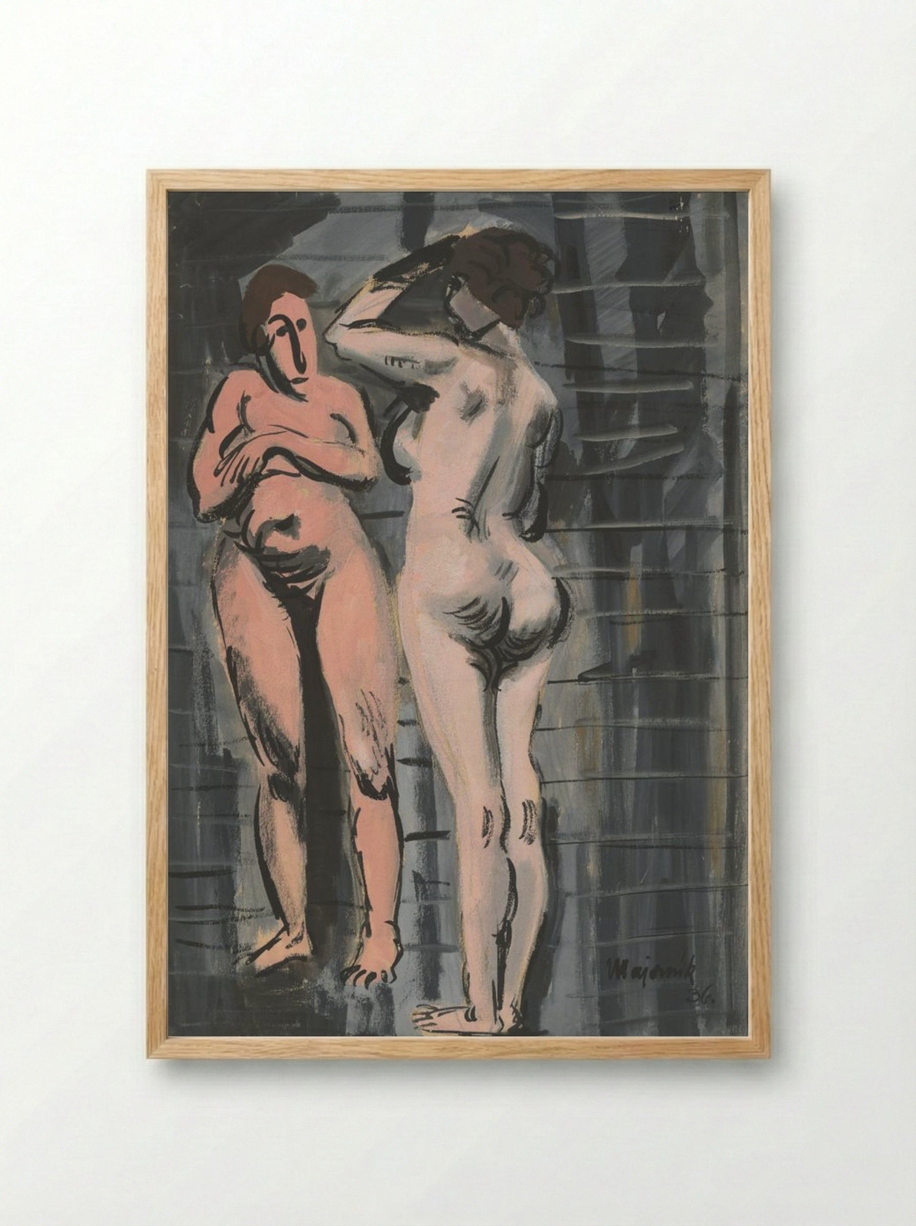 Two Female Nudes - Cyprián Majerník - Framed Print Wood