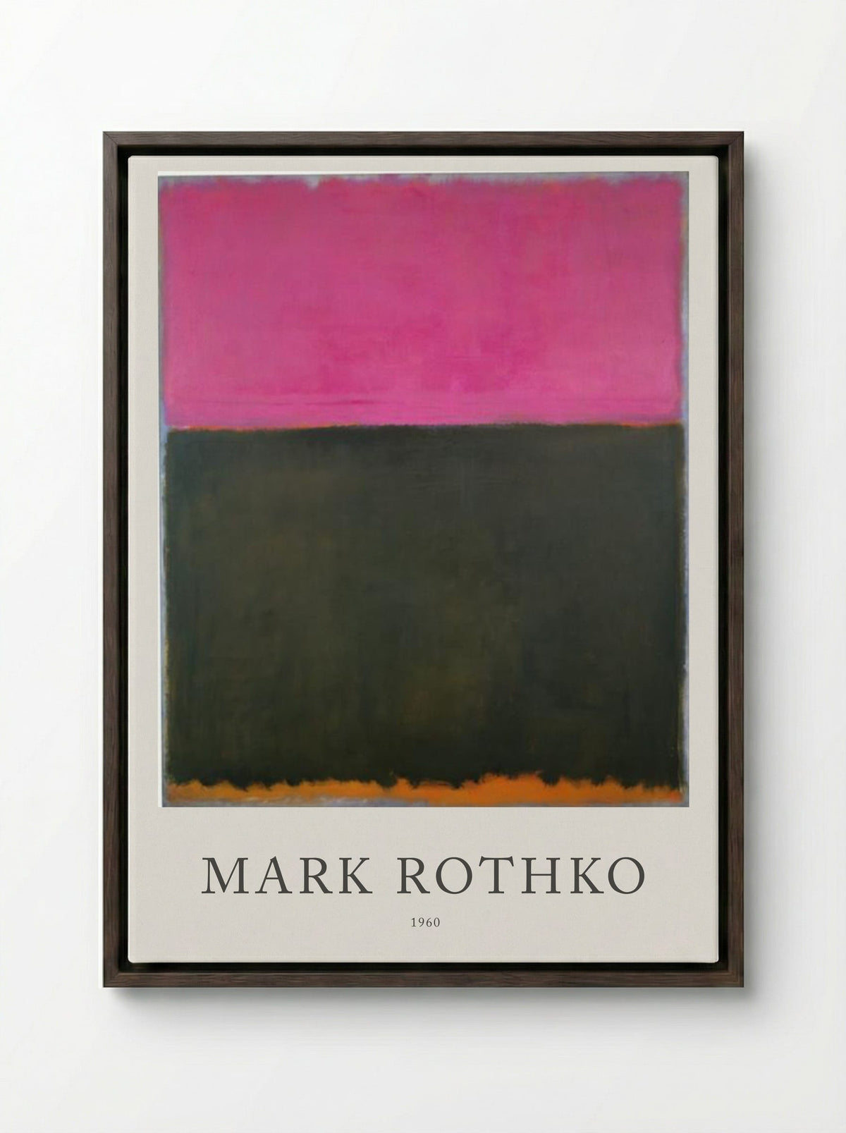 Untitled (Pink over Dark Green) - Mark Rothko - Framed Canvas Dark Wood