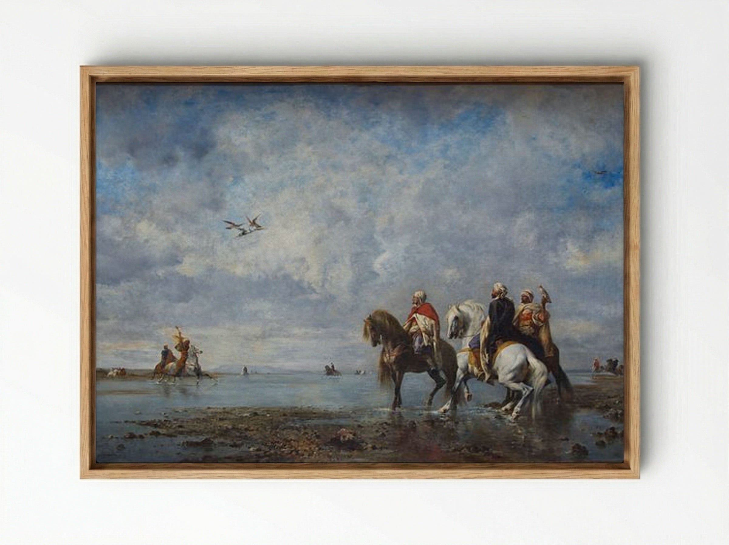 The Heron Hunt - Eugène Fromentin - Framed Canvas Wood
