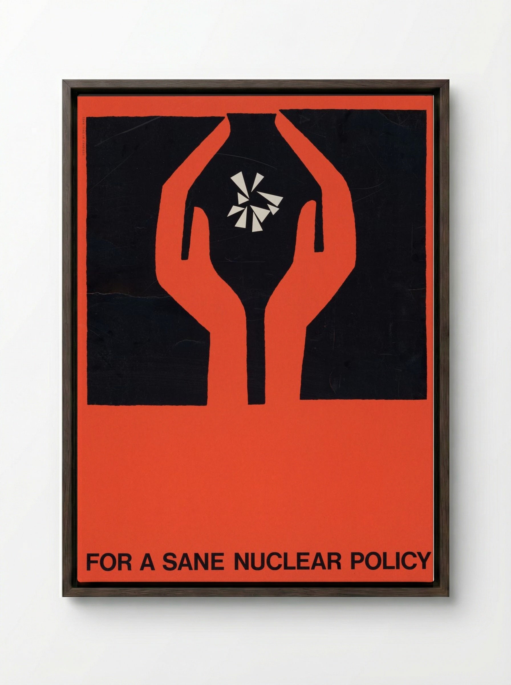 For a Sane Nuclear Policy - Saul Bass - Framed Canvas Dark Wood
