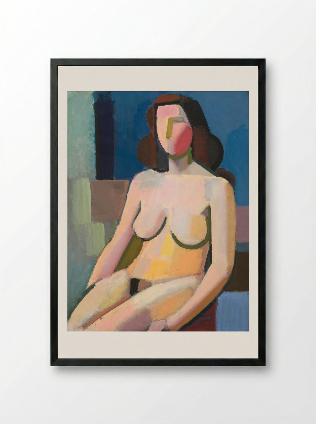 Seated Female Model - Vilhelm Lundstrøm - Framed Print Black