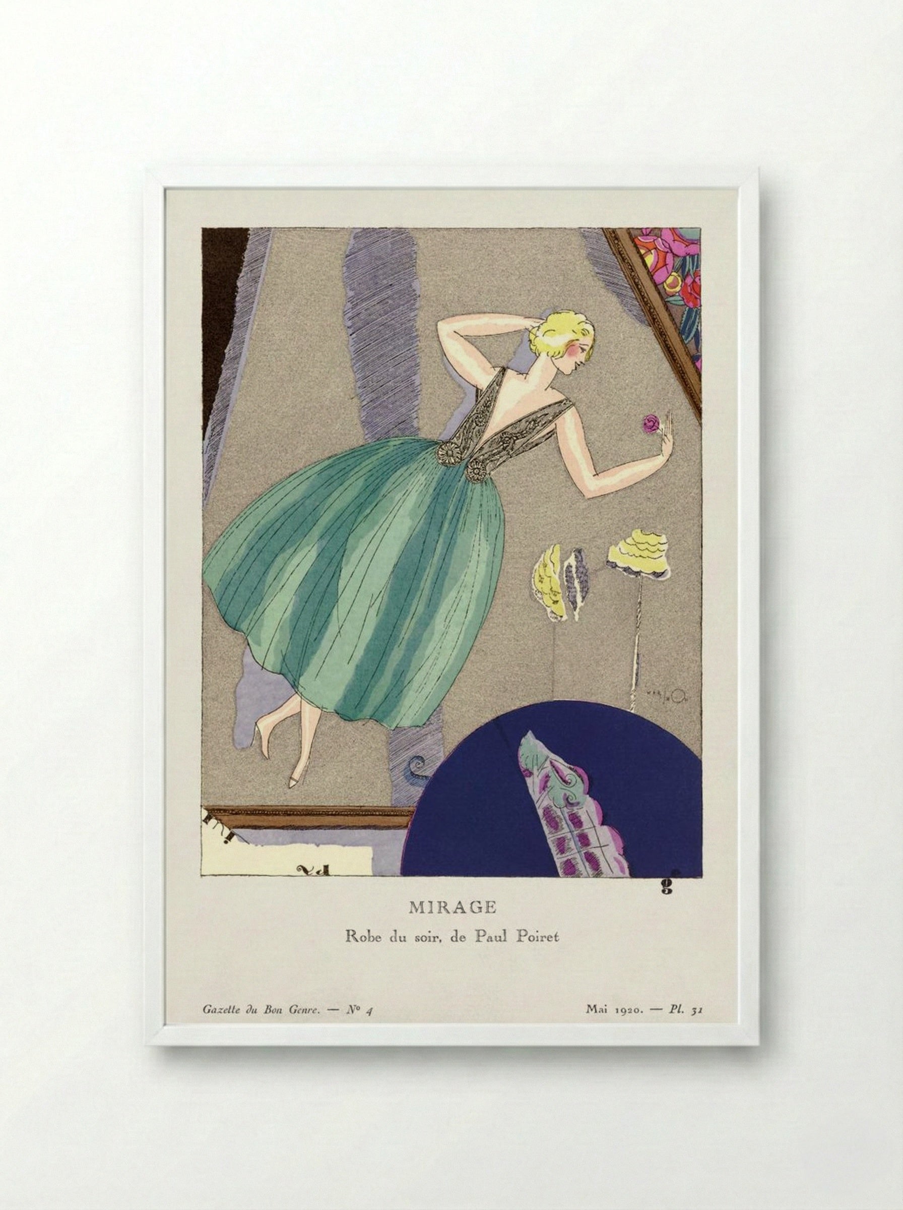 Mirage, Evening Gown Design - Paul Poiret - Framed Print White