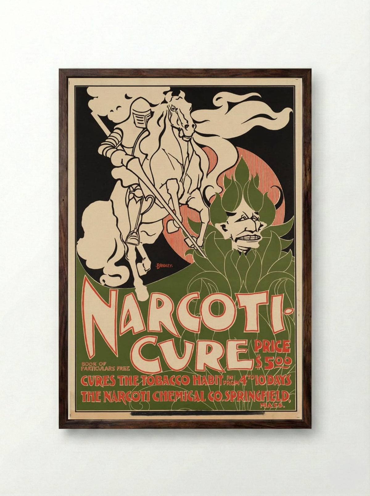 Narcoti-Cure - Will H. Bradley - Framed Print Dark Wood