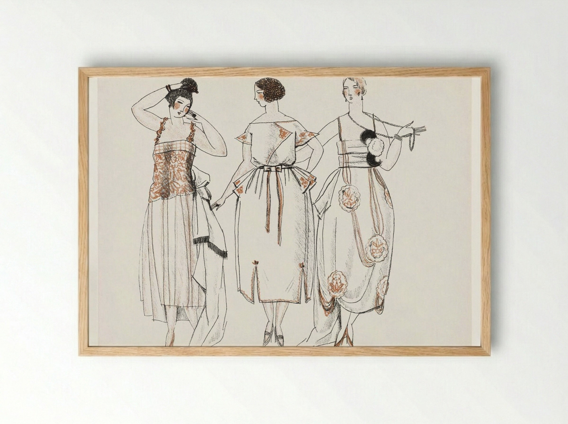 Dinner Gowns, 1920 - Mario Simon - Framed Print Wood