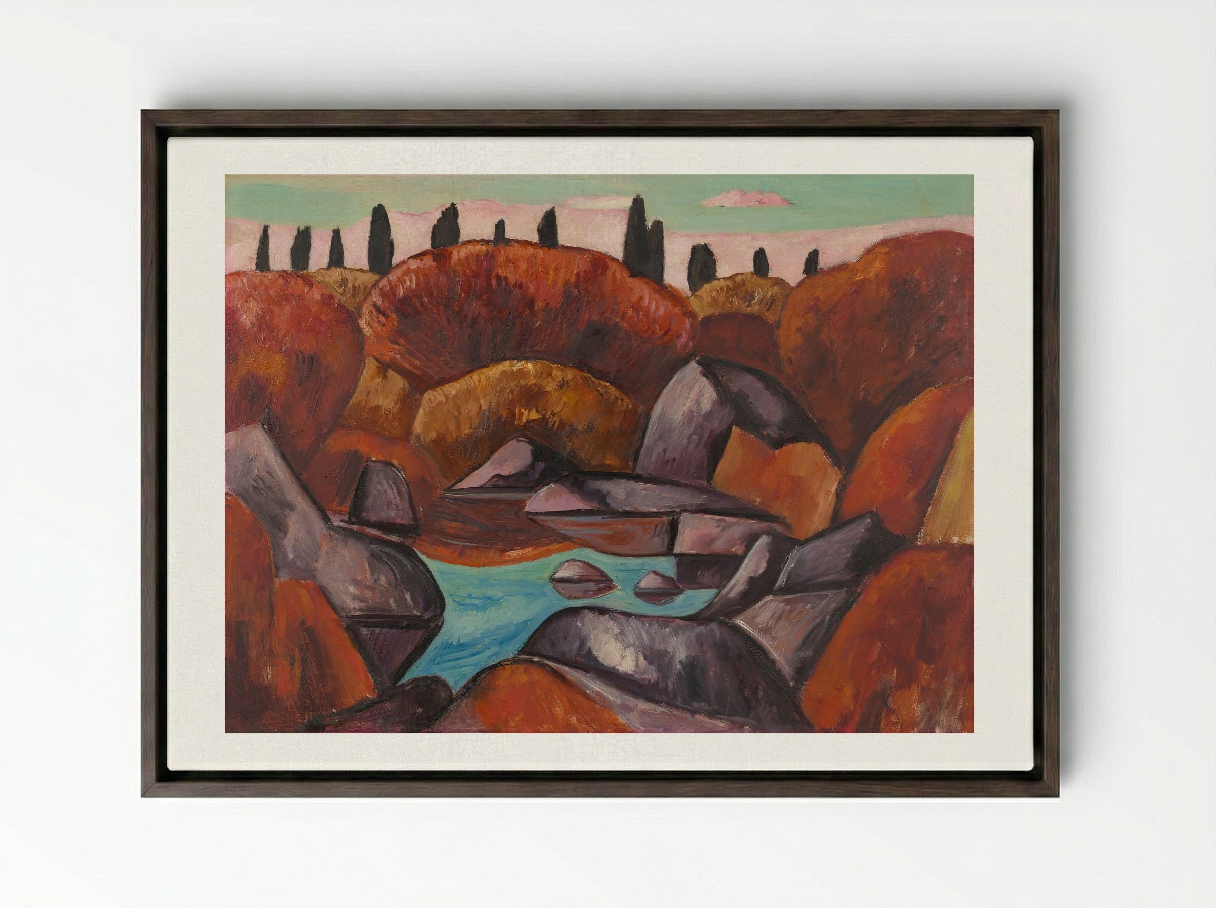 Flaming Pool, Dogtown - Marsden Hartley - Framed Canvas Dark Wood