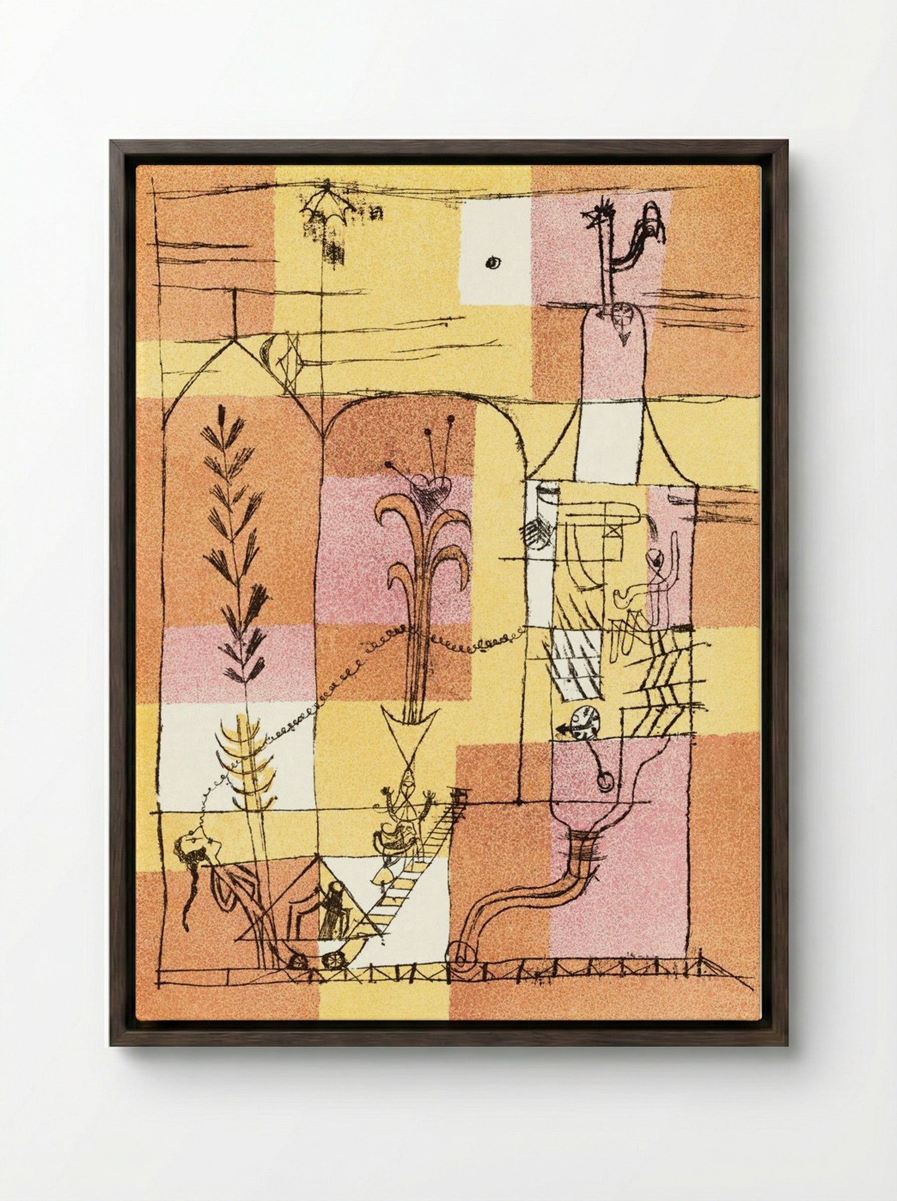 In the Spirit of Hoffmann - Paul Klee - Framed Canvas Dark Wood