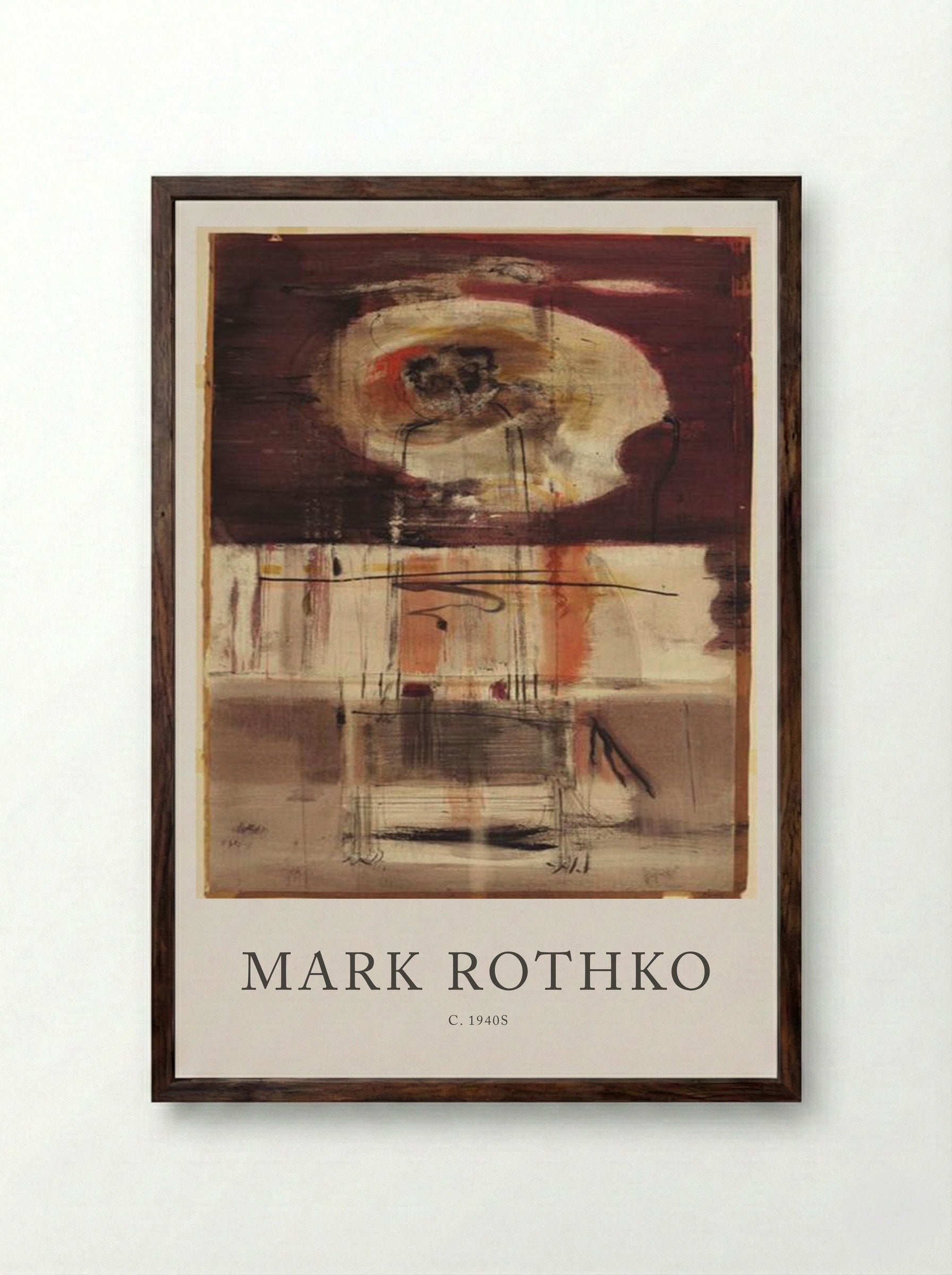 Untitled (Abstract Composition, c. 1940s) - Mark Rothko - Framed Print Dark Wood