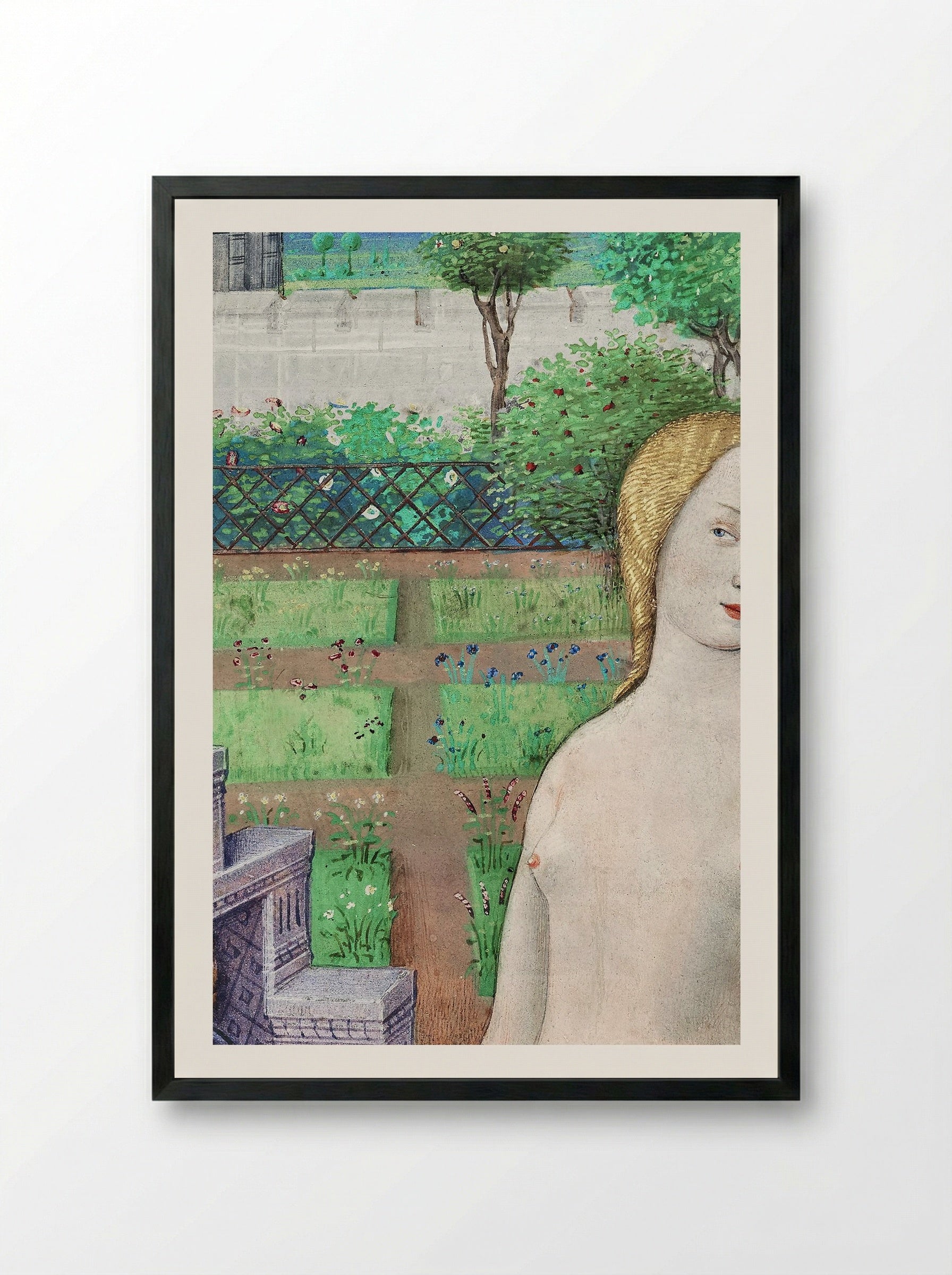 Bathsheba Bathing - Jean Bourdichon - Framed Print Black