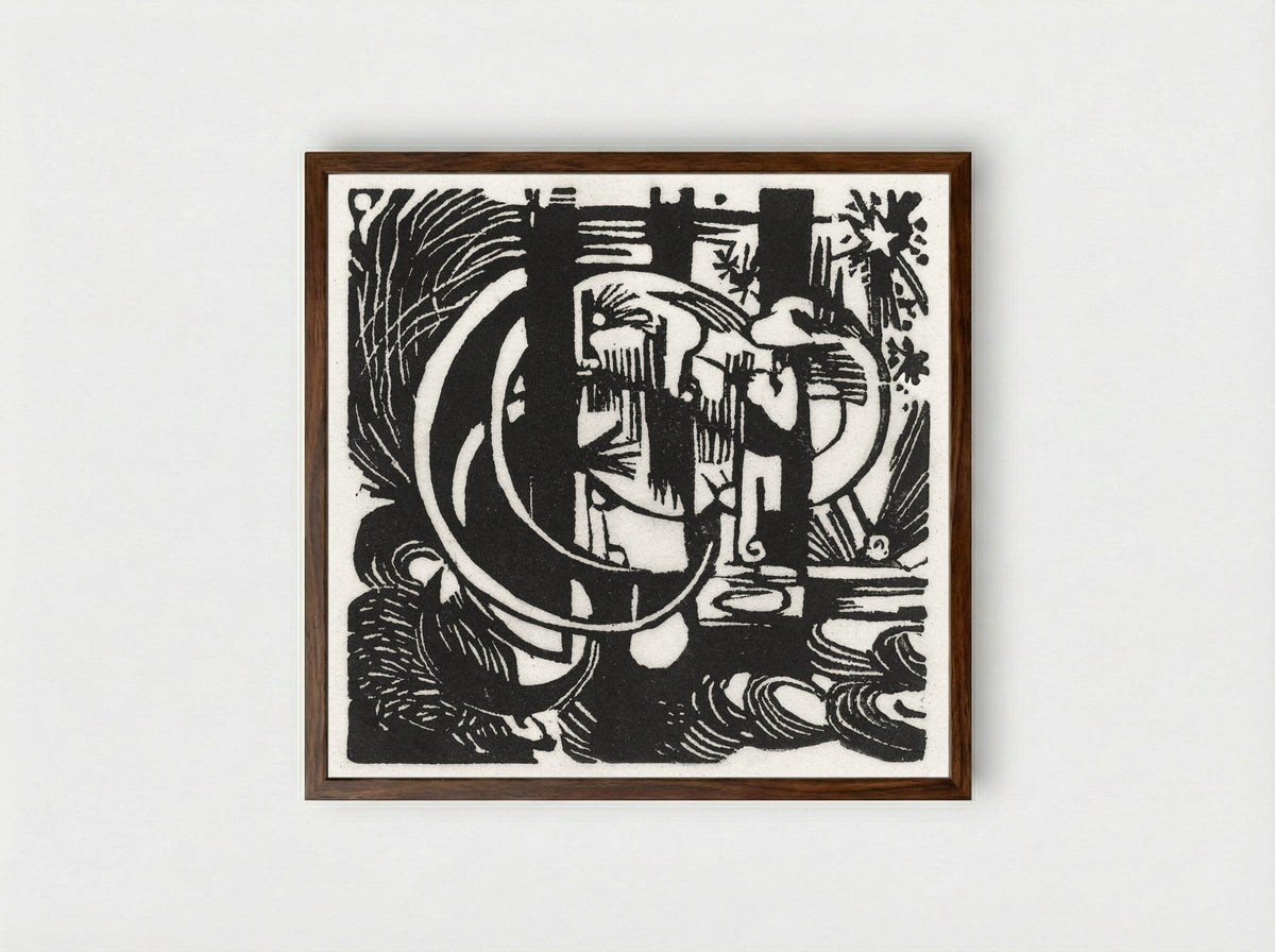 Lizards - Franz Marc - Framed Print Dark Wood