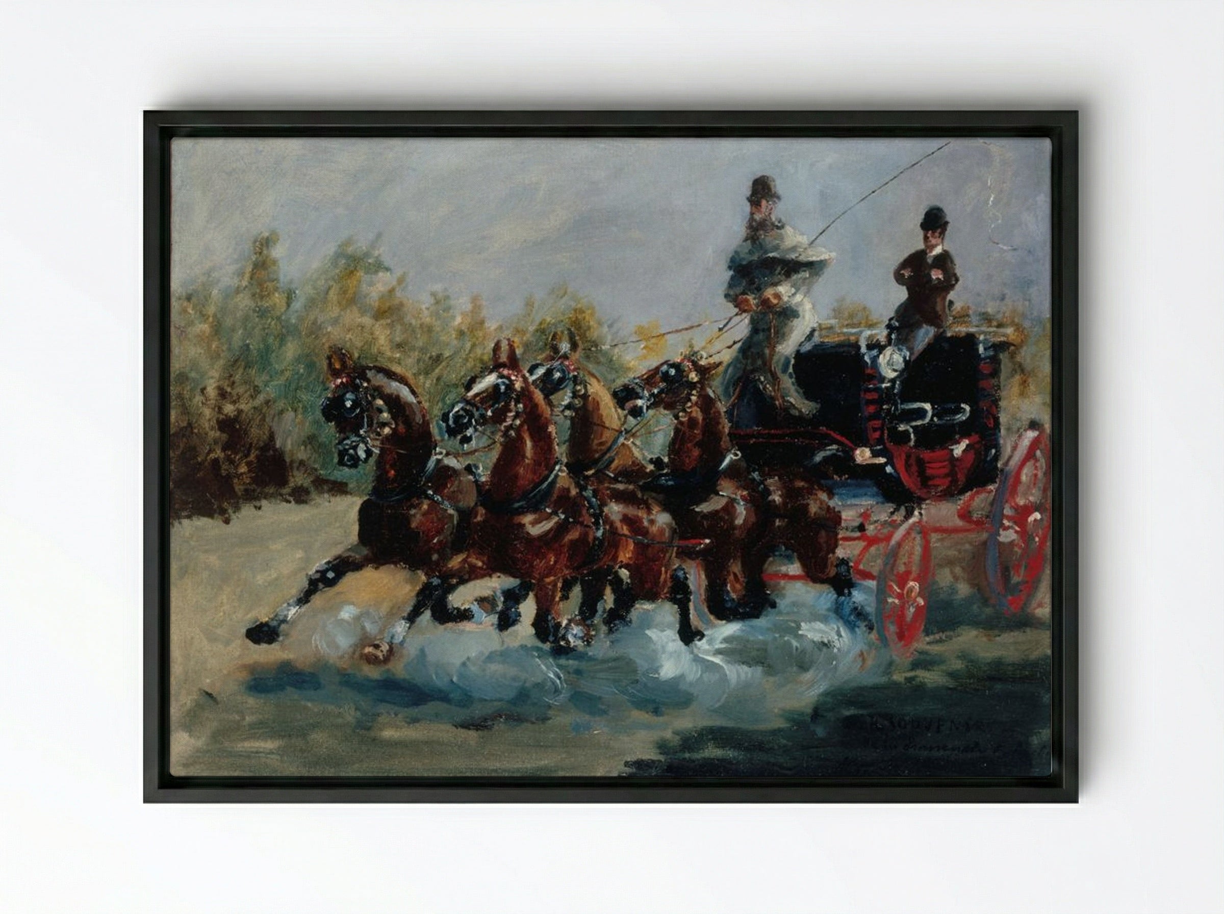 Nice, Souvenir of the Promenade des Anglais - Henri de Toulouse-Lautrec - Framed Canvas Black