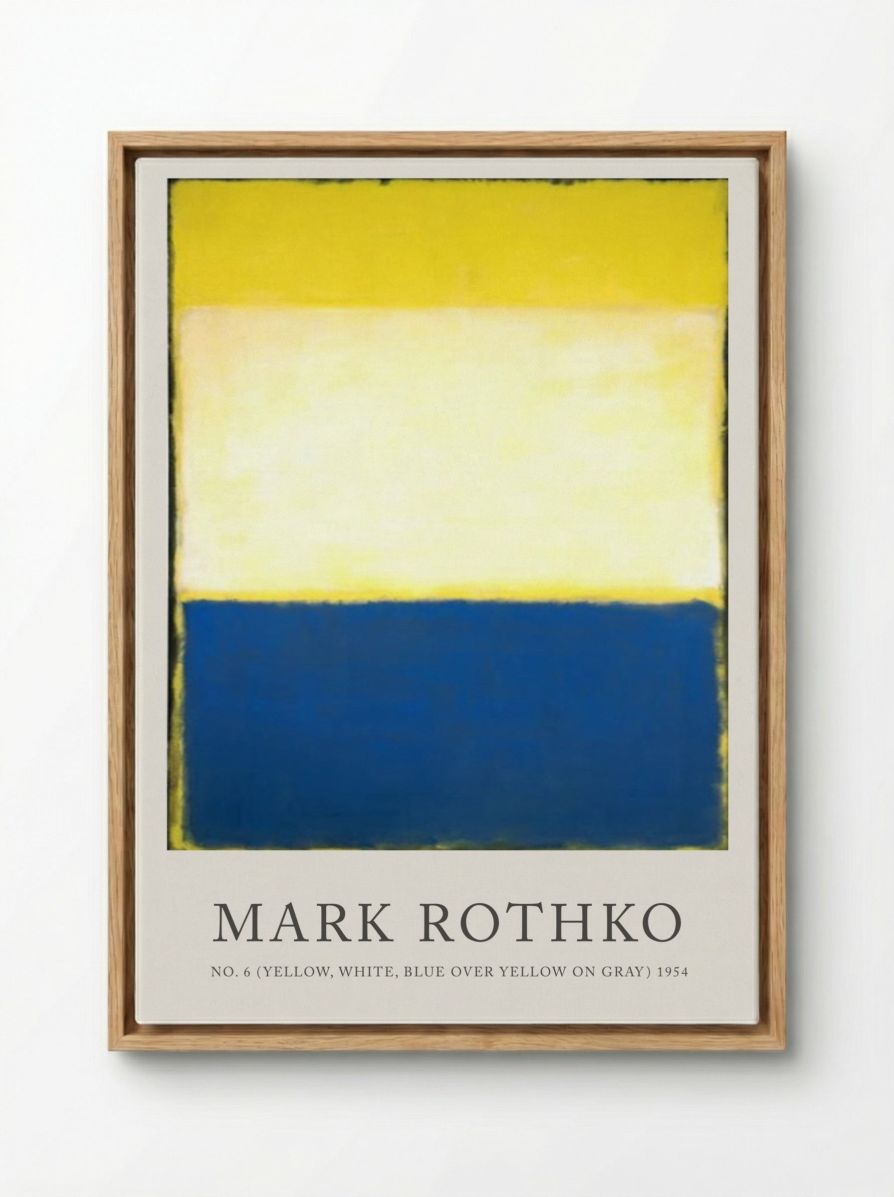 No. 6 (Yellow, White, Blue over Yellow on Gray) - Mark Rothko - Framed Canvas Wood