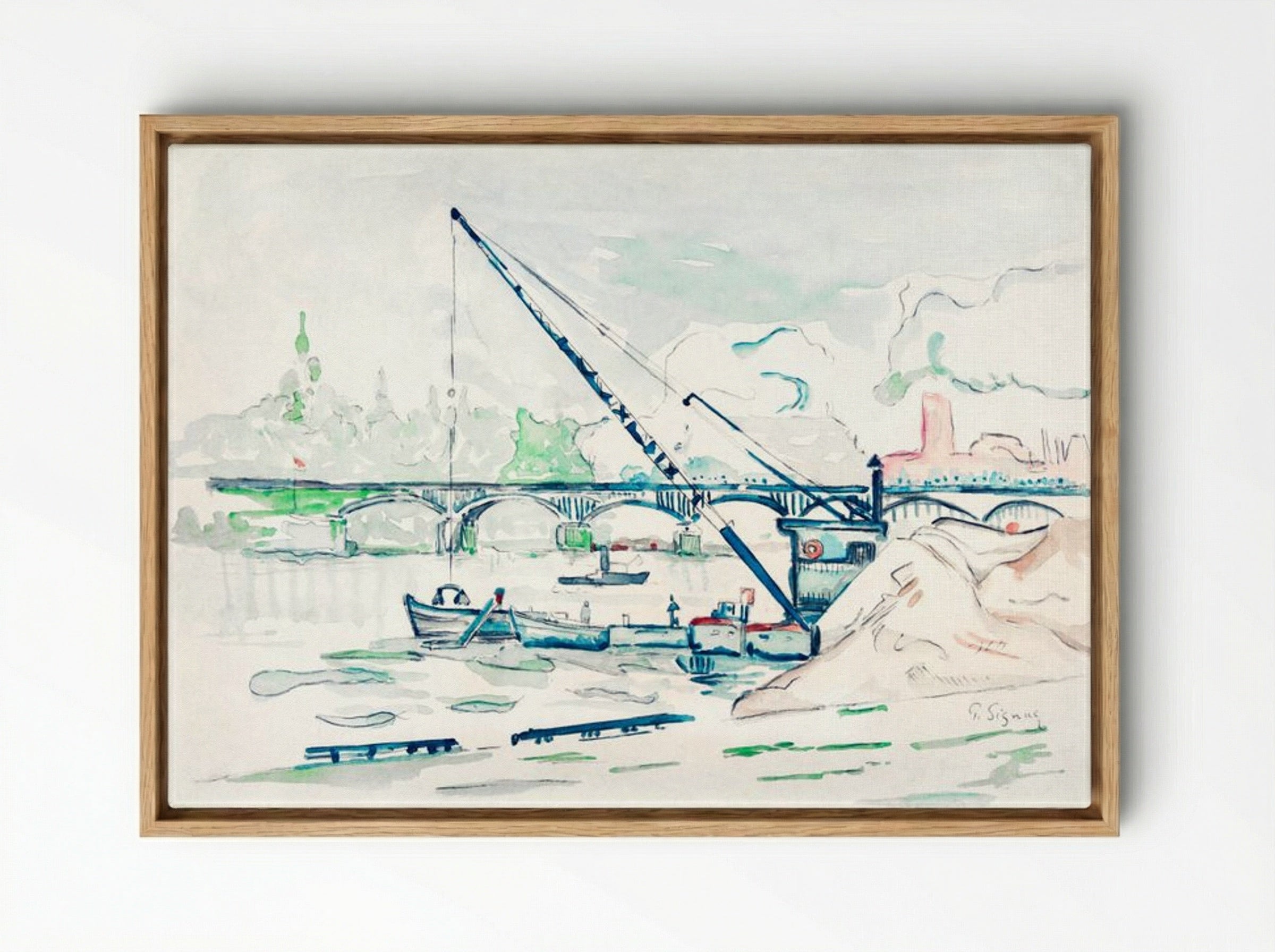Le Pont des Arts - Paul Signac - Framed Canvas Wood