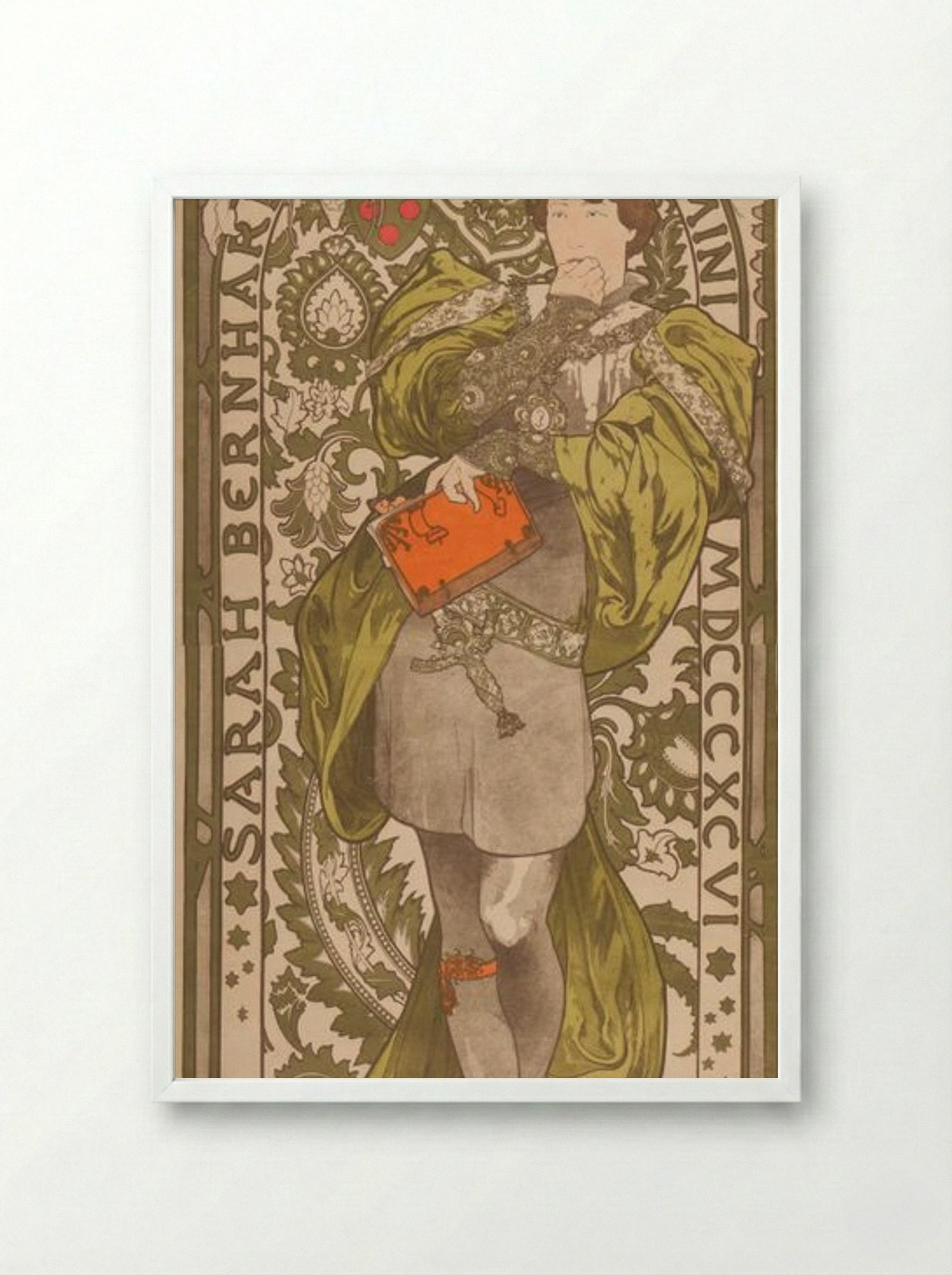 Lorenzaccio - Sarah Bernhardt - Alphonse Mucha - Framed Print White