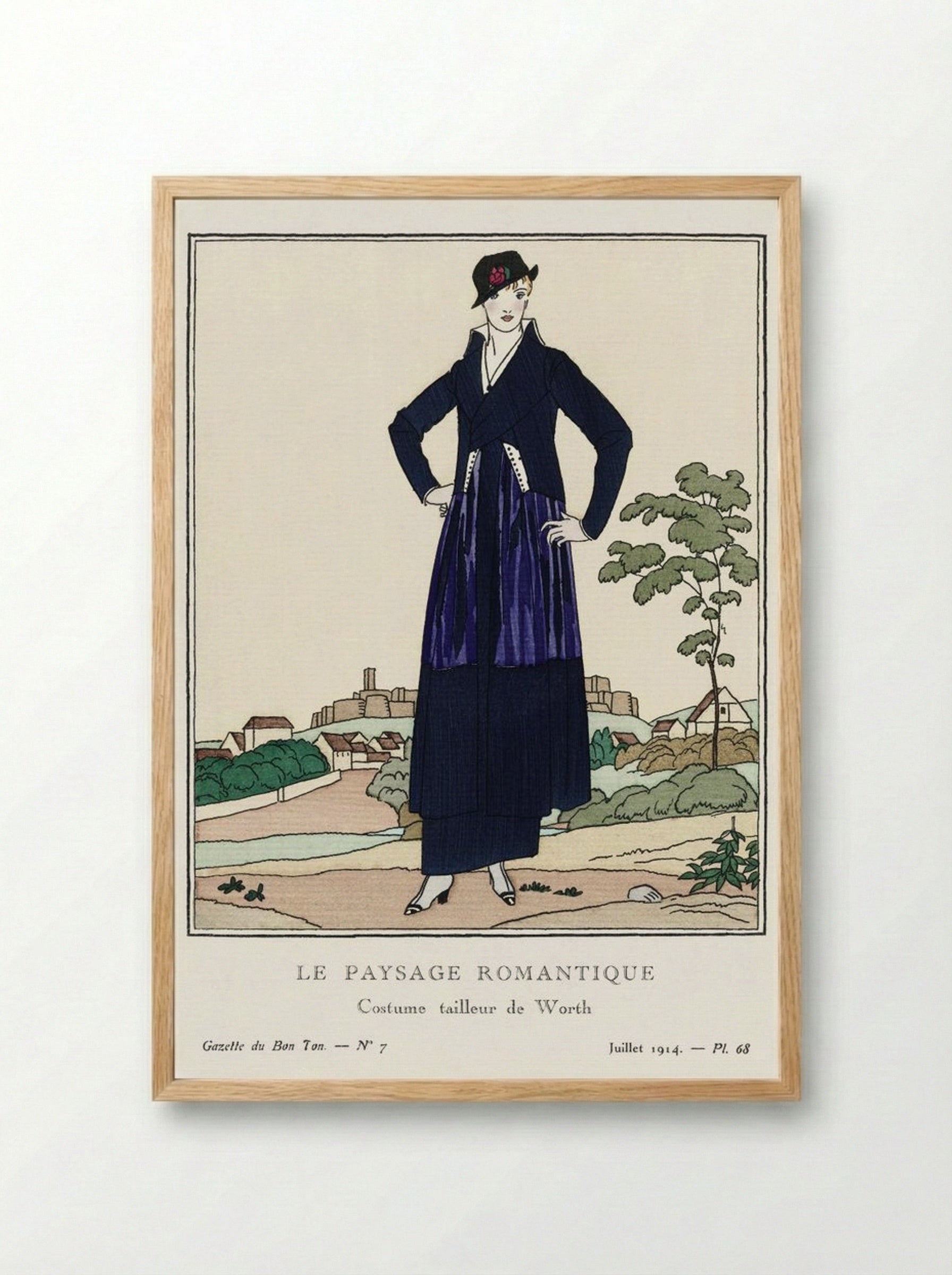 Le Paysage Romantique, Costume Tailleur de Worth - Bernard Boutet de Monvel - Framed Print Wood