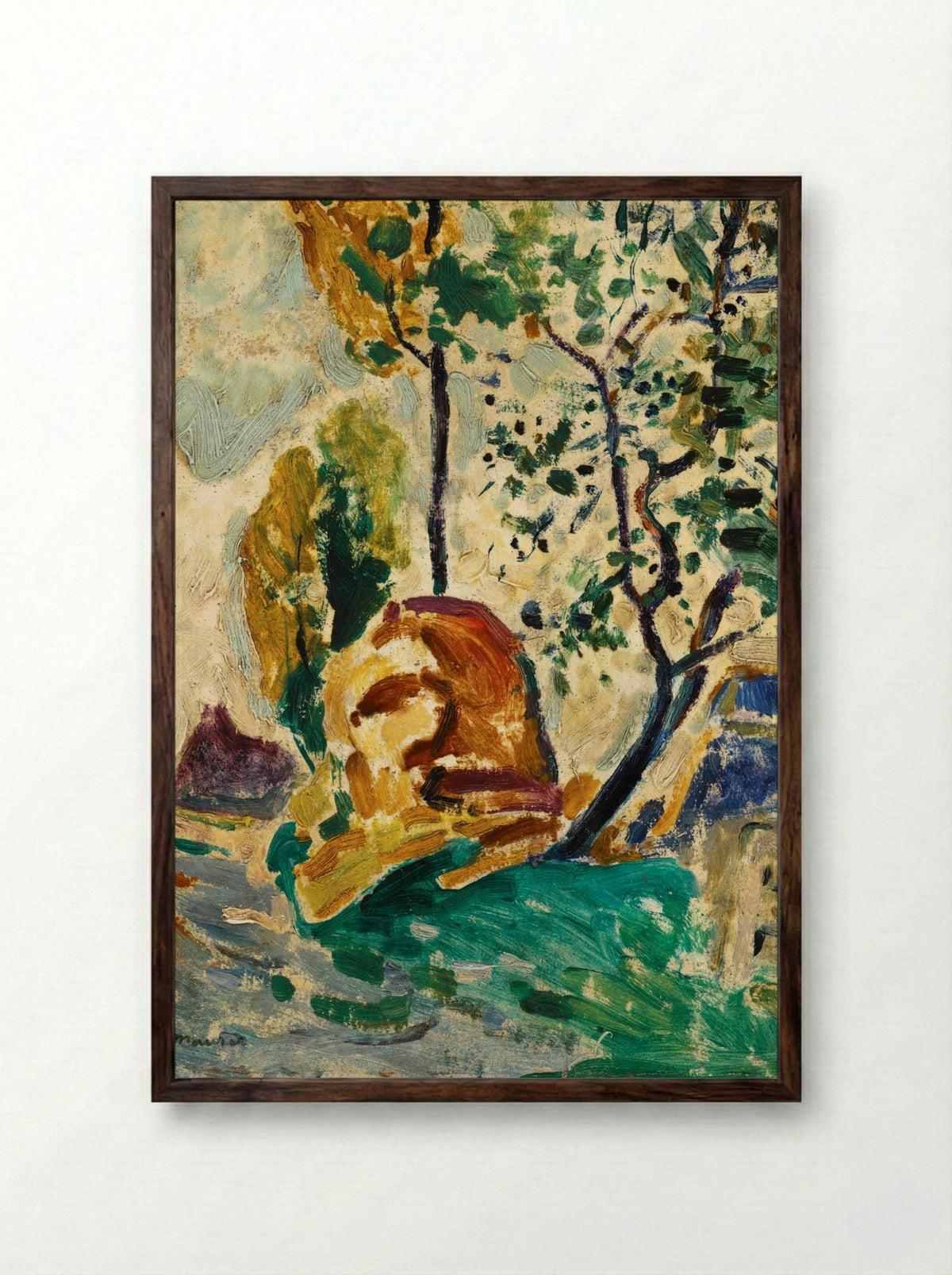 Tree and Rock - Alfred Henry Maurer - Framed Print Dark Wood