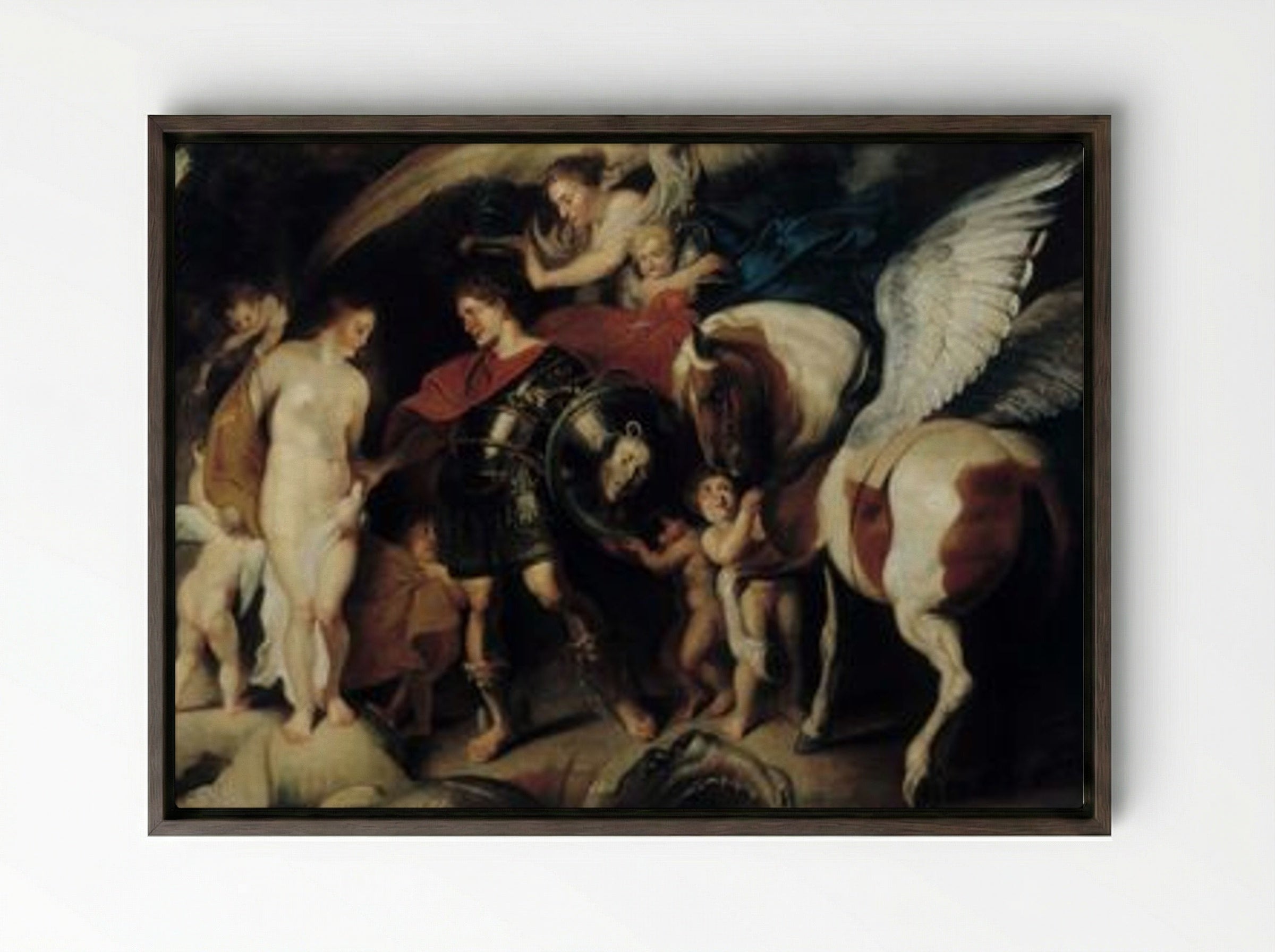 Perseus and Andromeda - Peter Paul Rubens - Framed Canvas Dark Wood