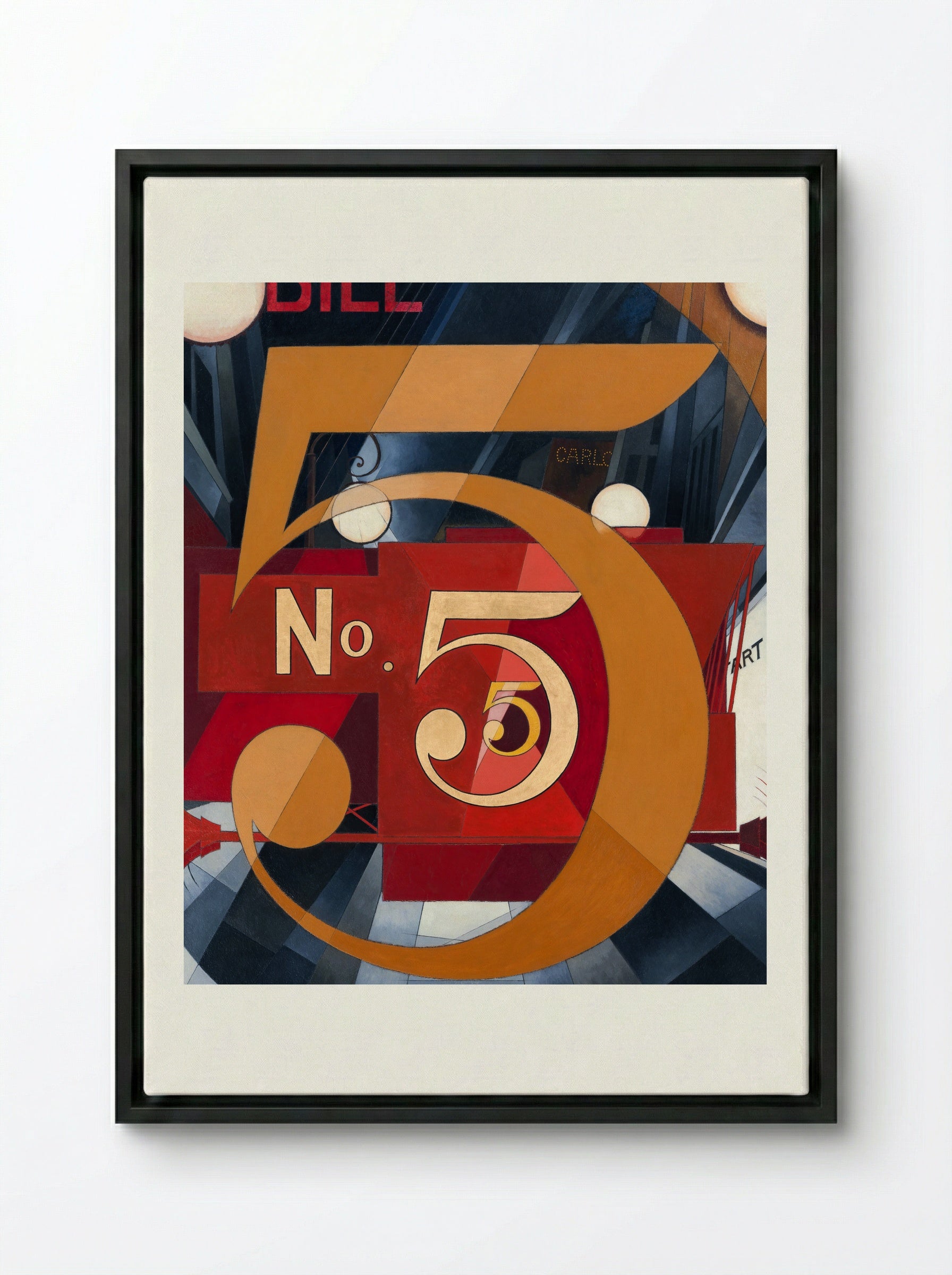I Saw the Figure 5 in Gold - Charles Demuth - Framed Canvas Black