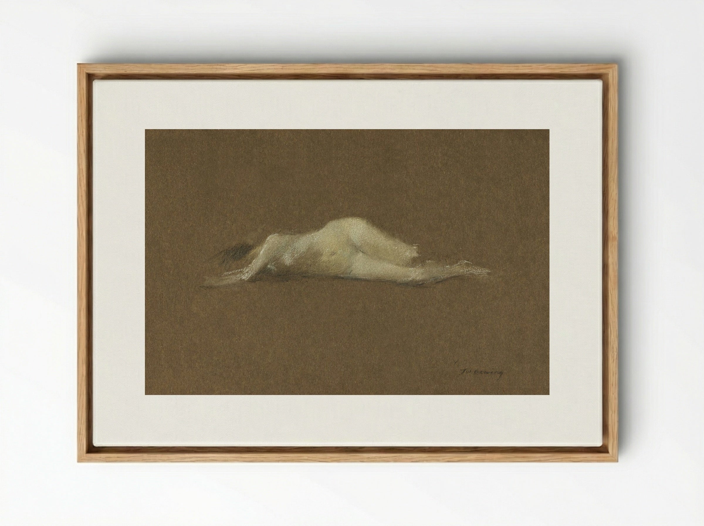 Nude Woman on Her Side - Thomas Wilmer Dewing - Framed Canvas Wood