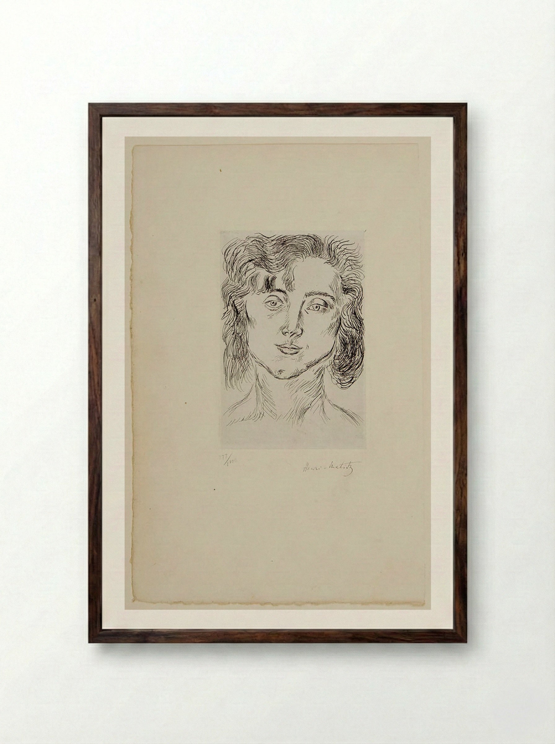 Head of a Woman - Henri Matisse - Framed Print Dark Wood