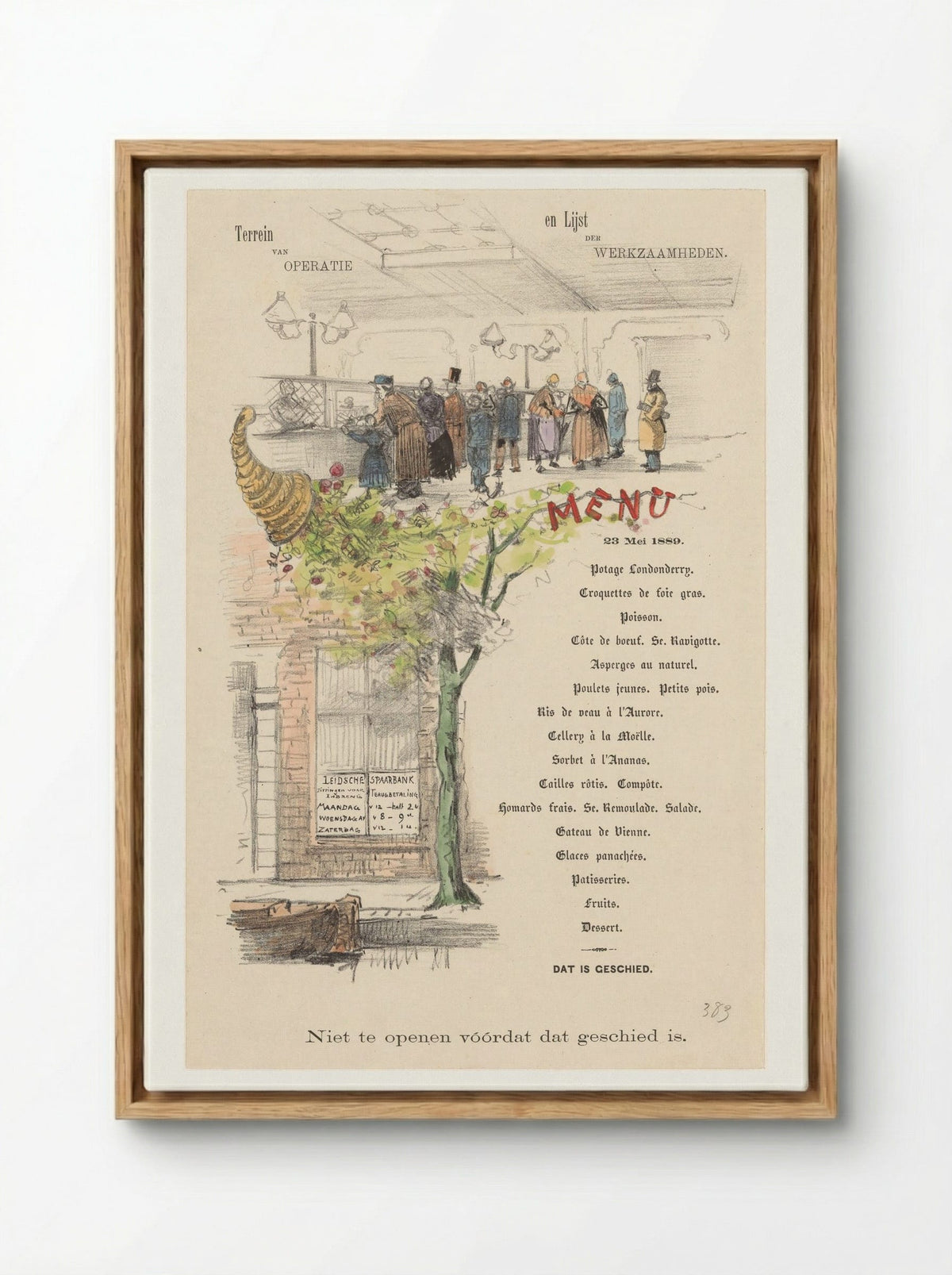 Menu for the Leidsche Spaarbank - Theo van Hoytema - Framed Canvas Wood