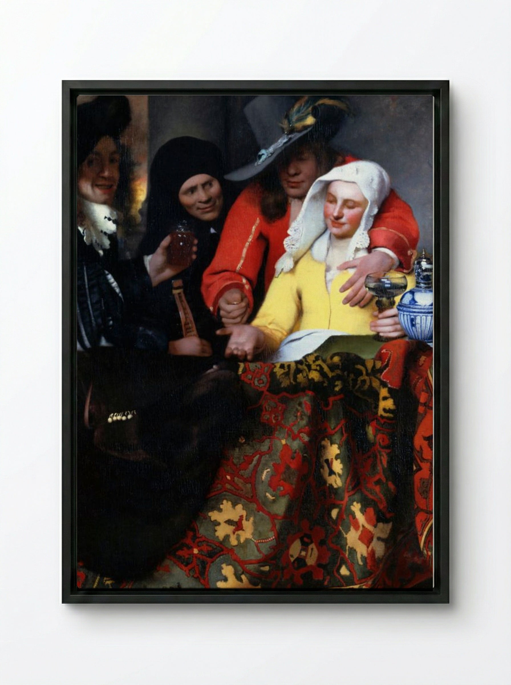 The Procuress - Johannes Vermeer - Framed Canvas Black