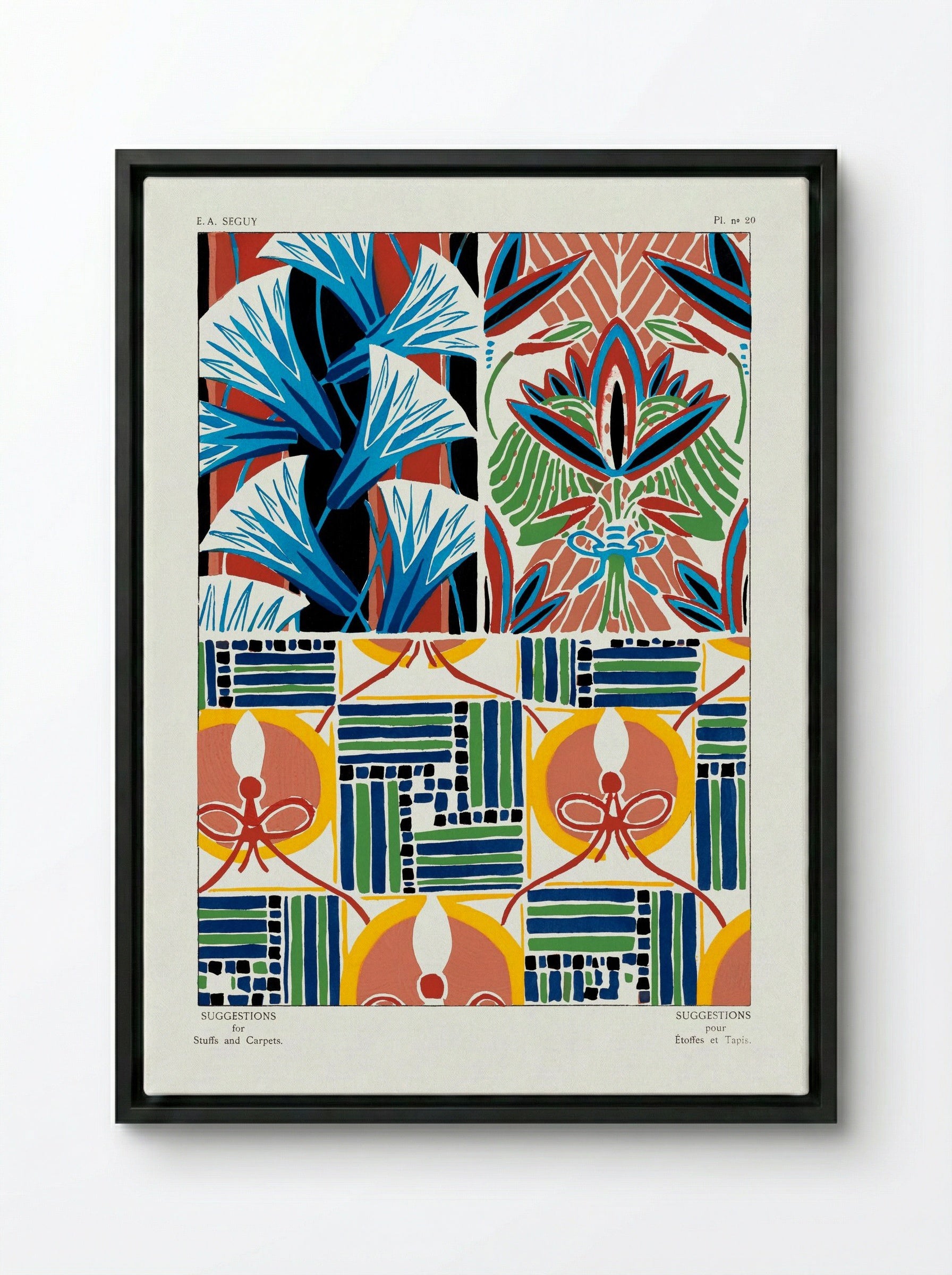 Floral Pattern No. 20 (Textile Design) - Émile-Allain Séguy - Framed Canvas Black