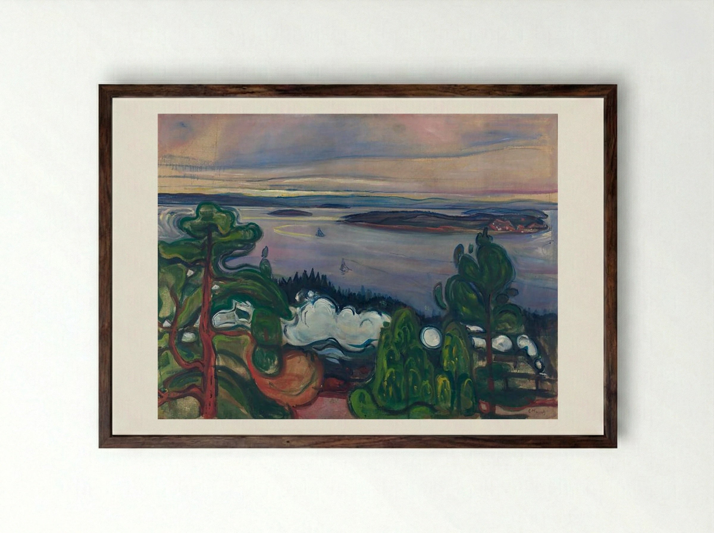 Train Smoke - Edvard Munch - Framed Print Dark Wood