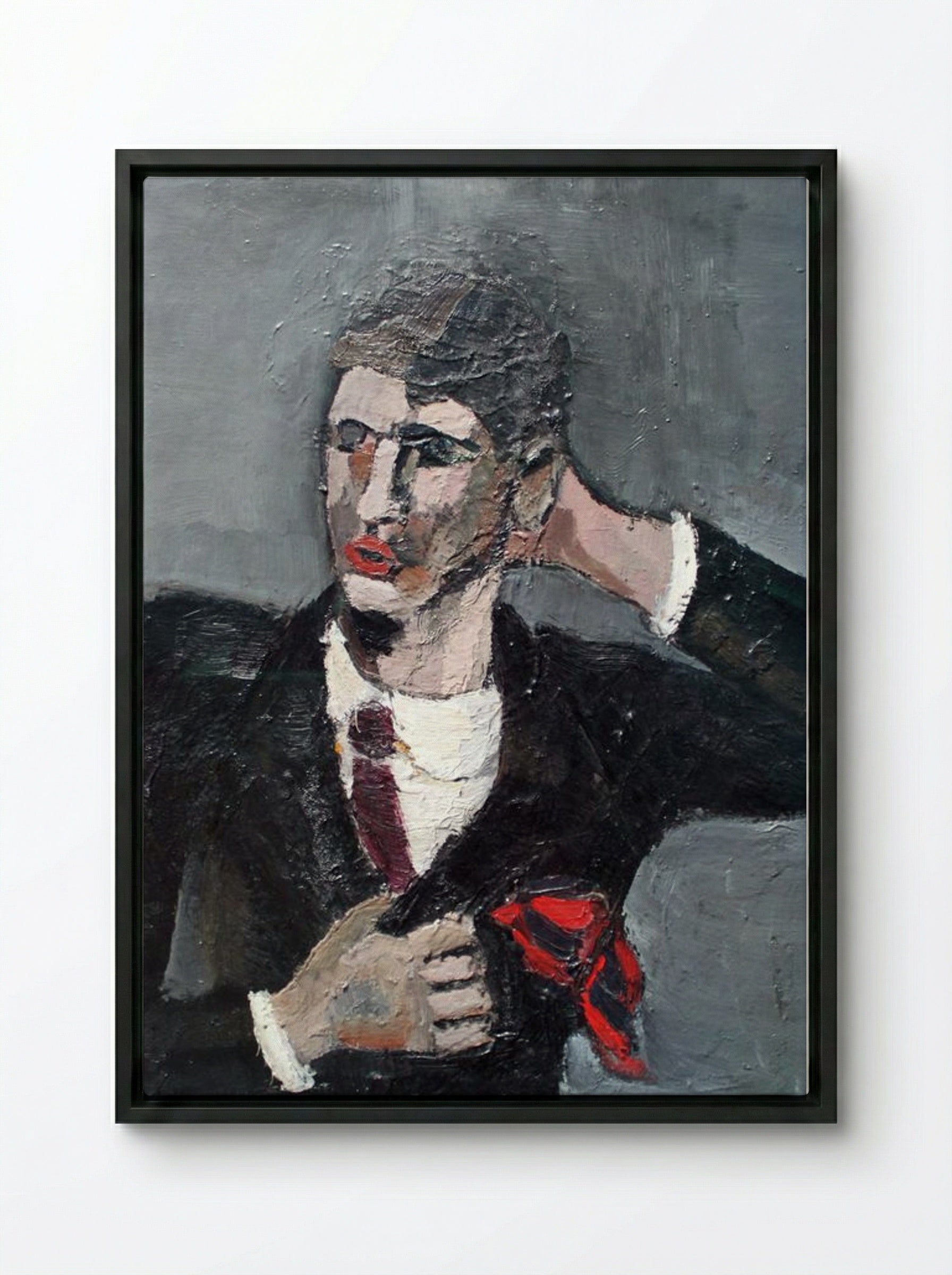 Self-Portrait - Helmut Kolle - Framed Canvas Black