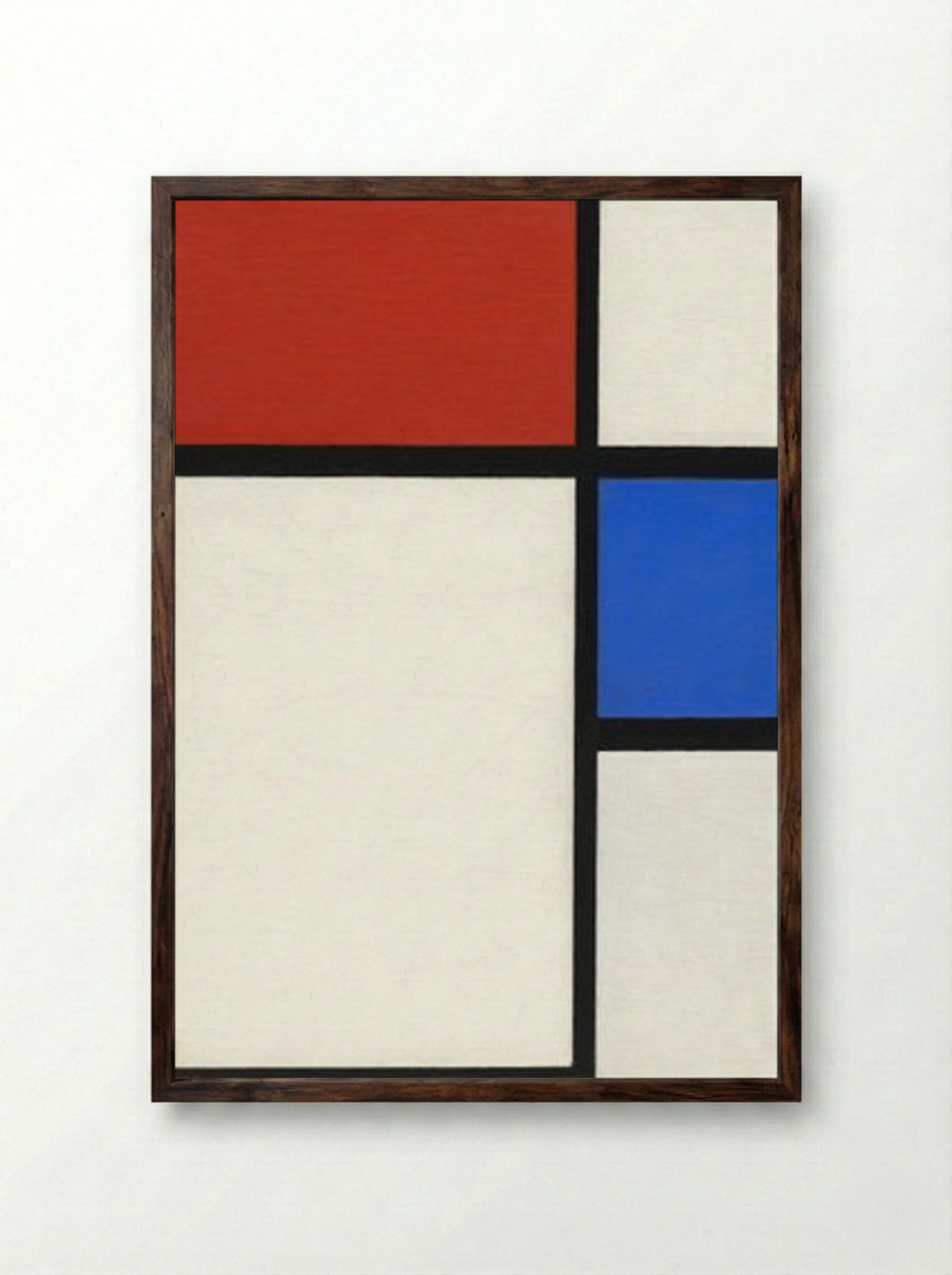 Composition No. II with Red and Blue - Piet Mondrian - Framed Print Dark Wood