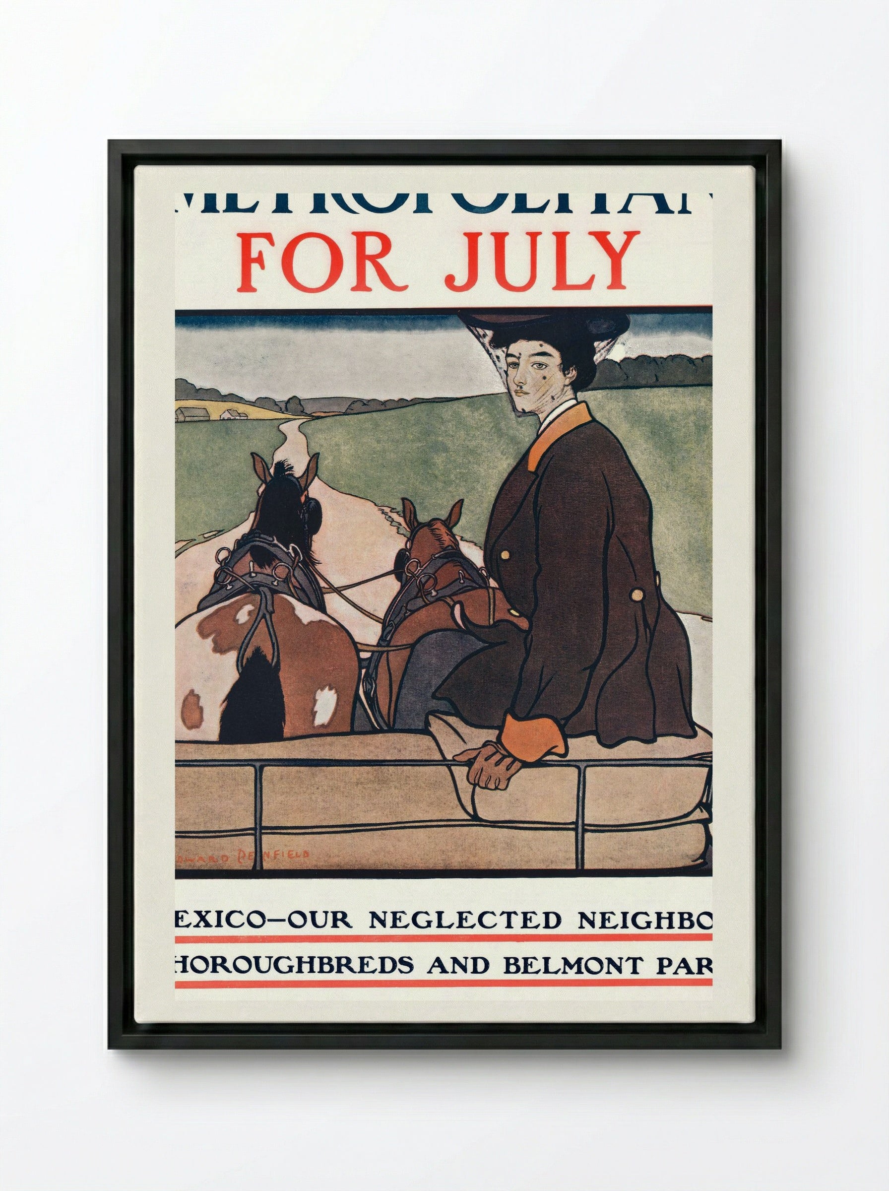 Metropolitan for July - Edward Penfield - Framed Canvas Black
