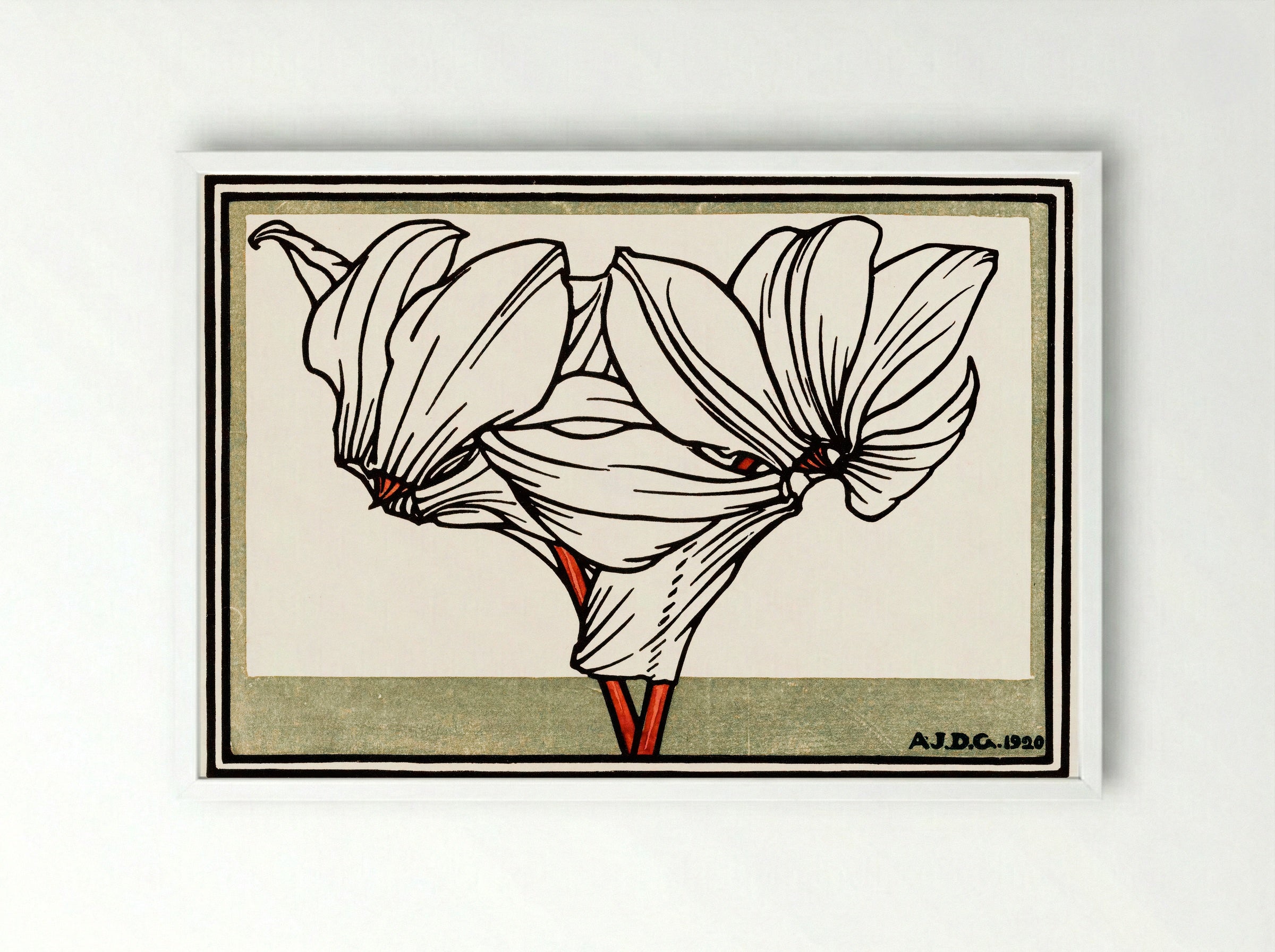 Cyclamen - Julie de Graag - Framed Print White