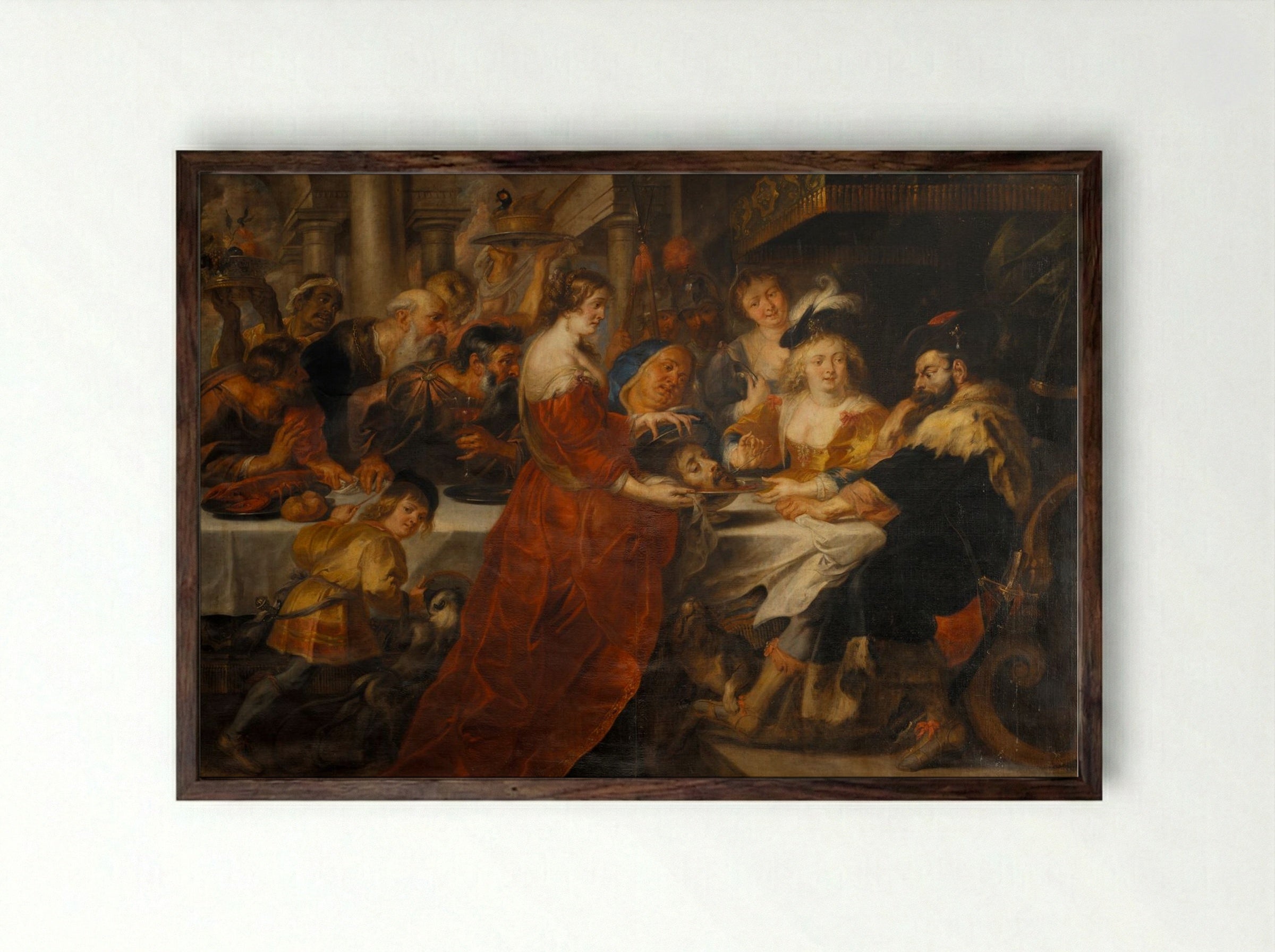 The Feast of Herod - Peter Paul Rubens - Framed Print Dark Wood