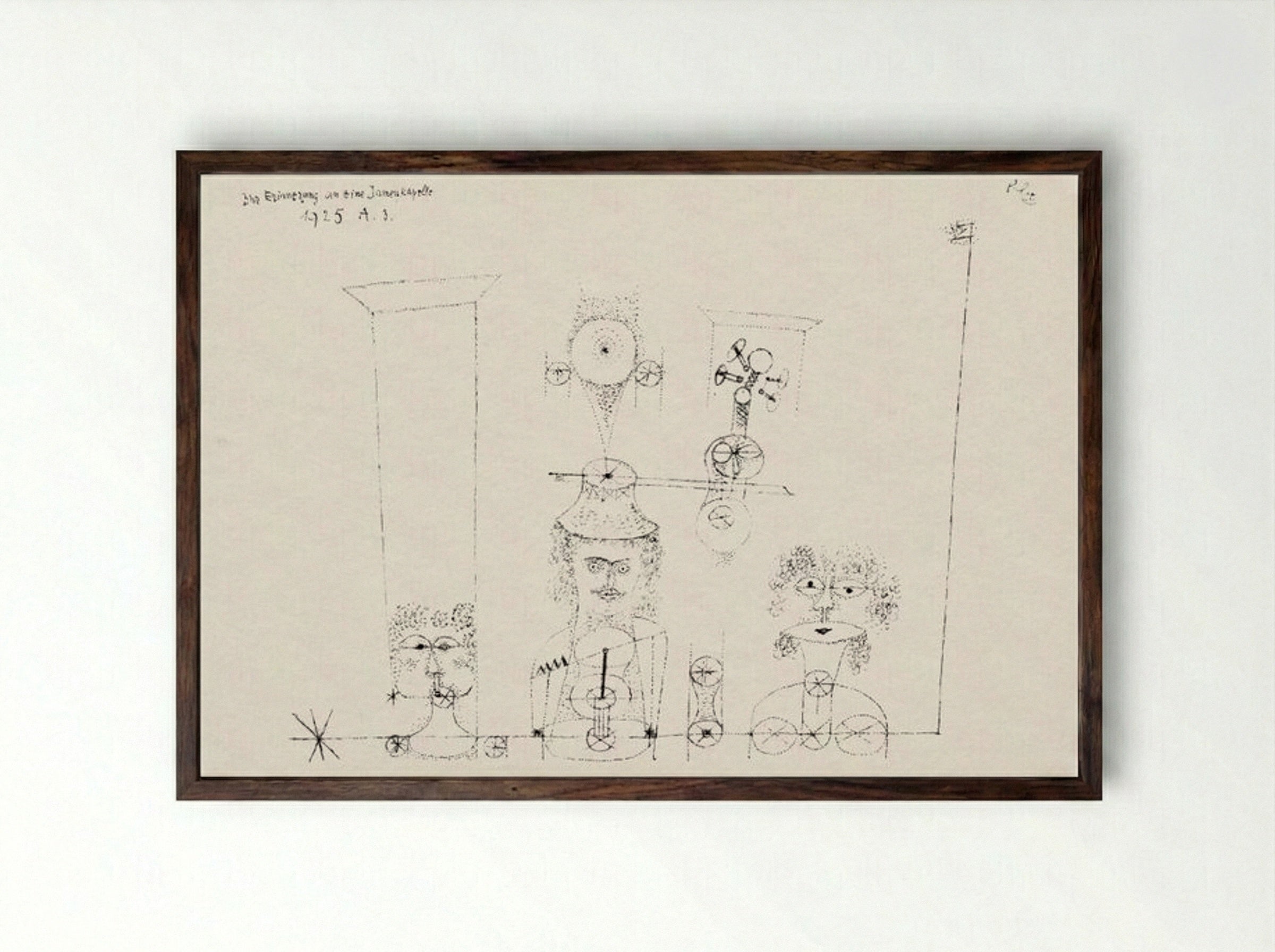 In Memory of an All-Girl Band - Paul Klee - Framed Print Dark Wood