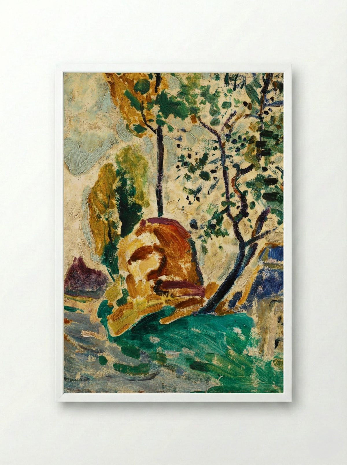 Tree and Rock - Alfred Henry Maurer - Framed Print White