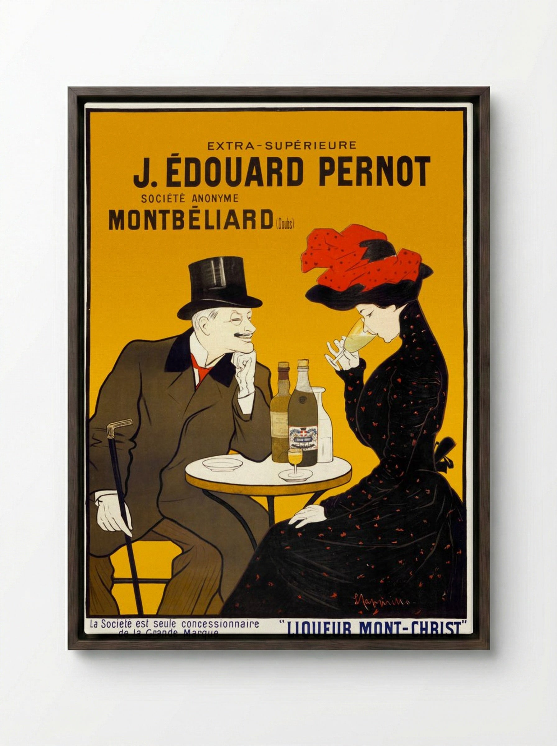 J. Edouard Pernot Liqueur Mont-Christ - Leonetto Cappiello - Framed Canvas Dark Wood
