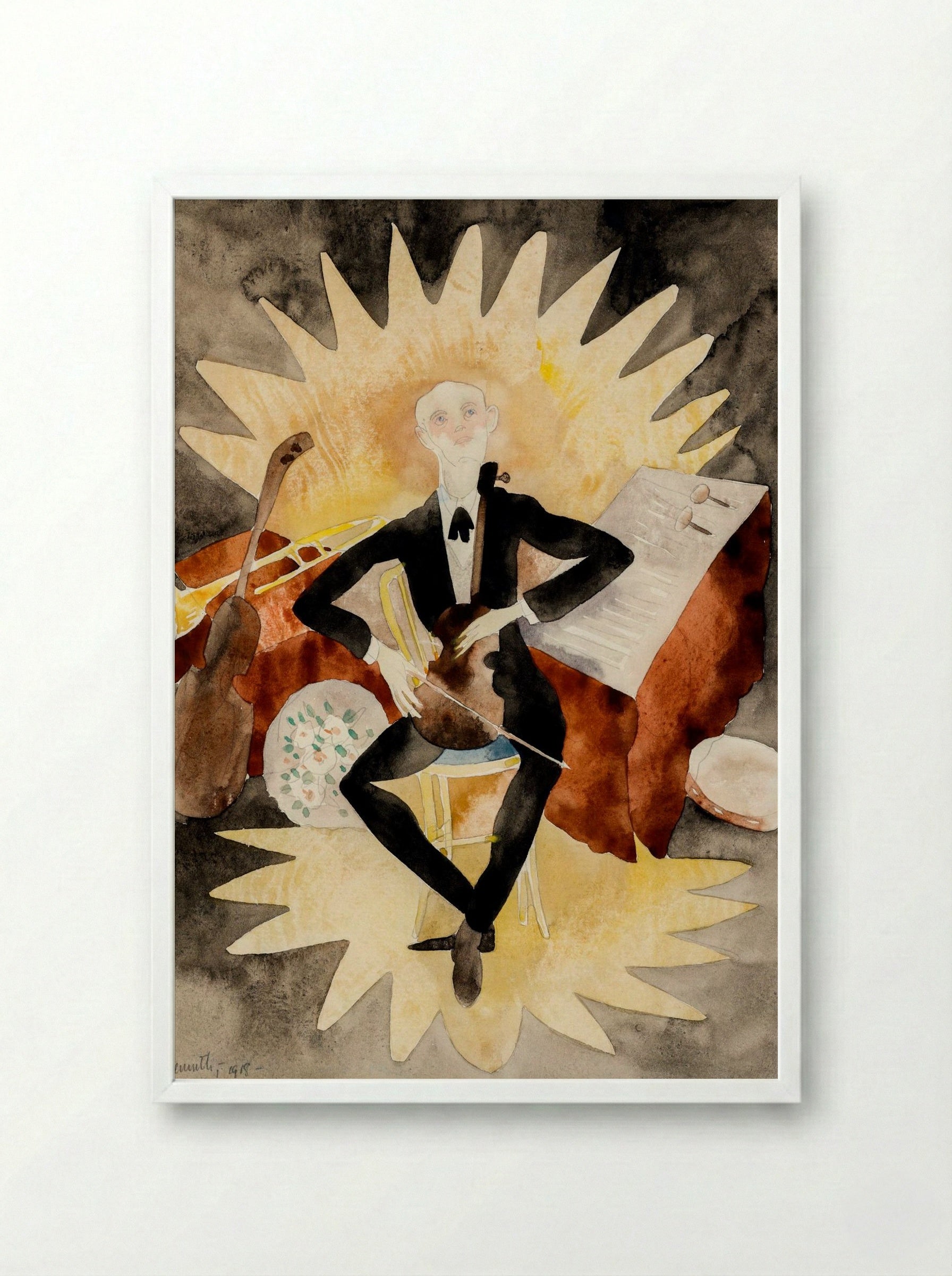 The Musician - Charles Demuth - Framed Print White