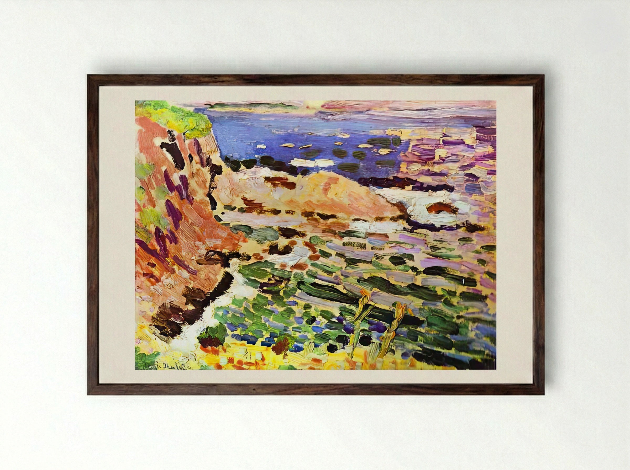 The Moulade by Henri Matisse – Fauvist Coastal Scene Print - Framed Print Dark Wood