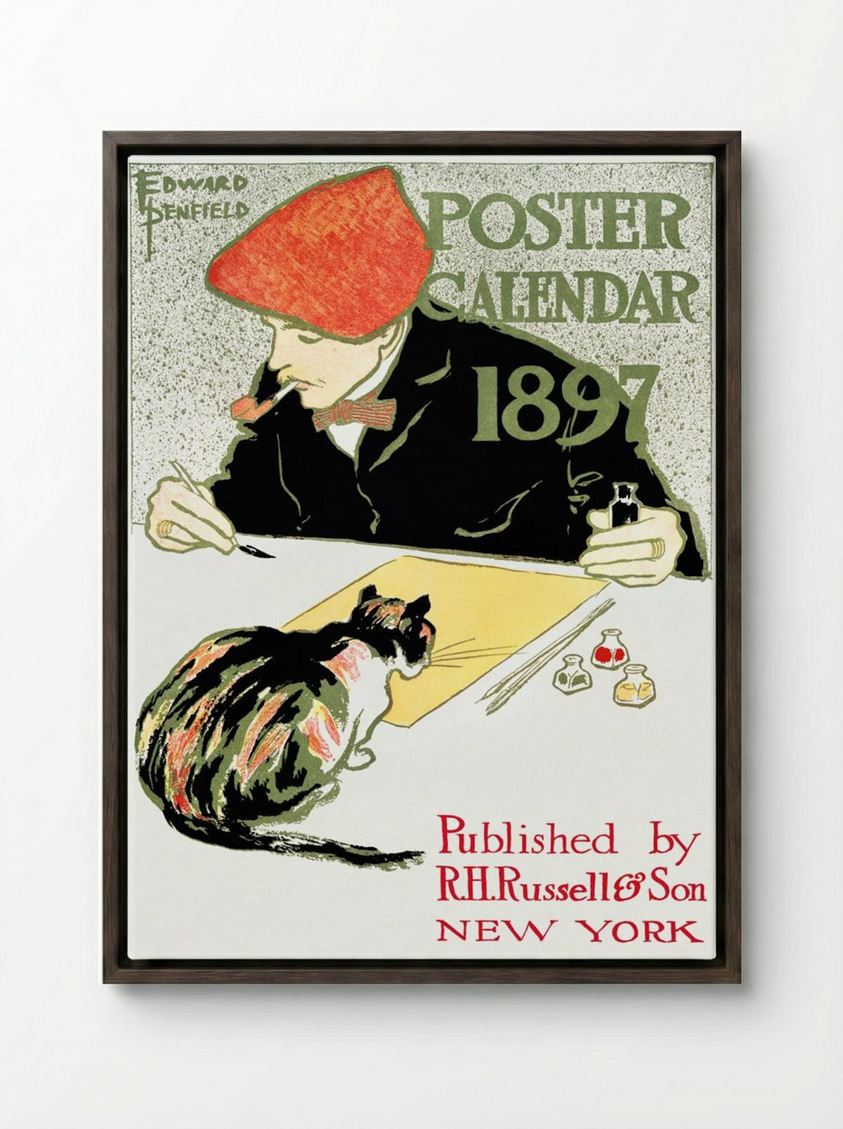 Poster Calendar 1897 - Edward Penfield - Framed Canvas Dark Wood