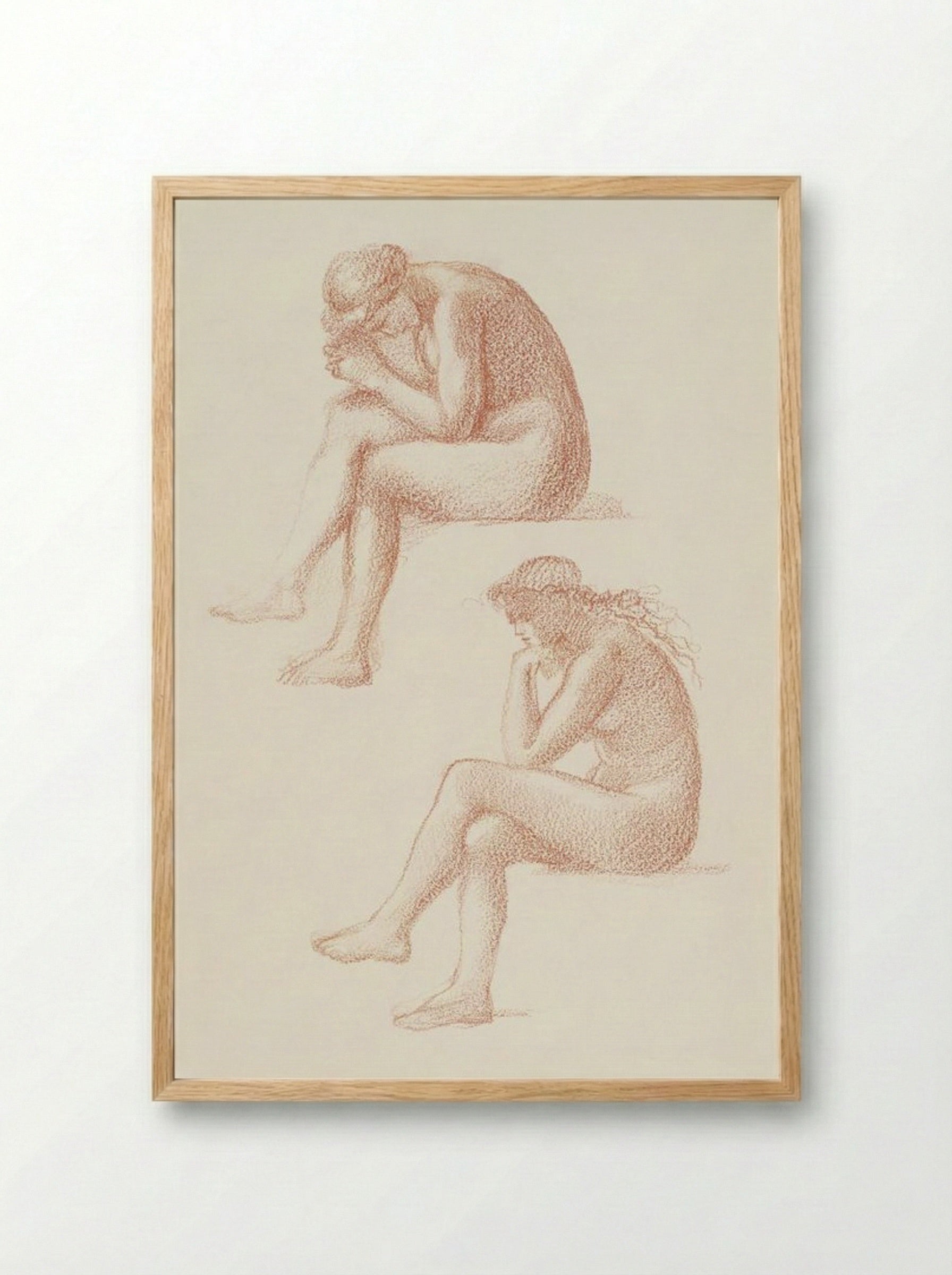 Two Studies for the Figure on the Right (From 'The Lament') - Edward Burne-Jones - Framed Print Wood