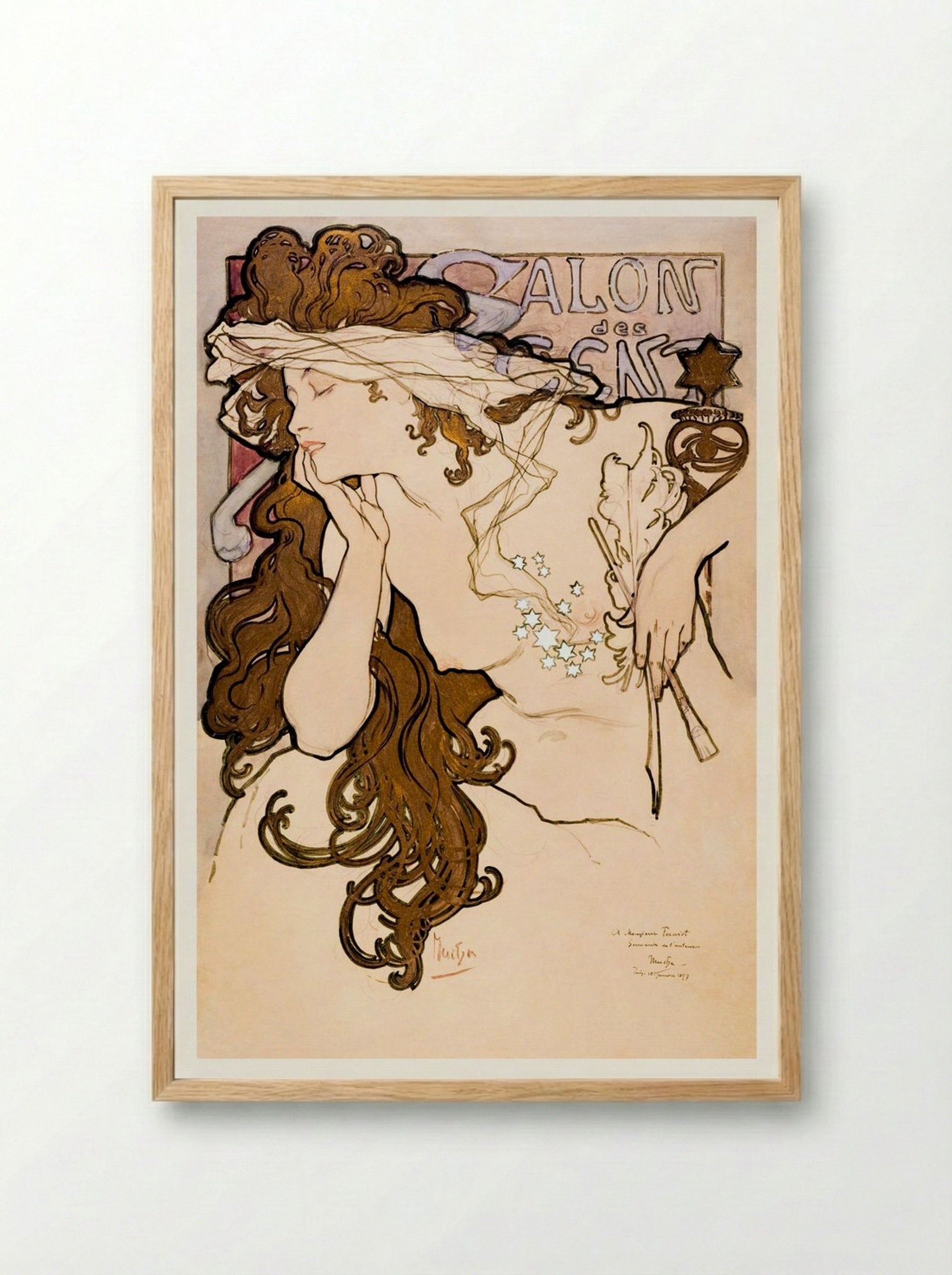 Salon des Cent Poster - Alphonse Mucha - Framed Print Wood