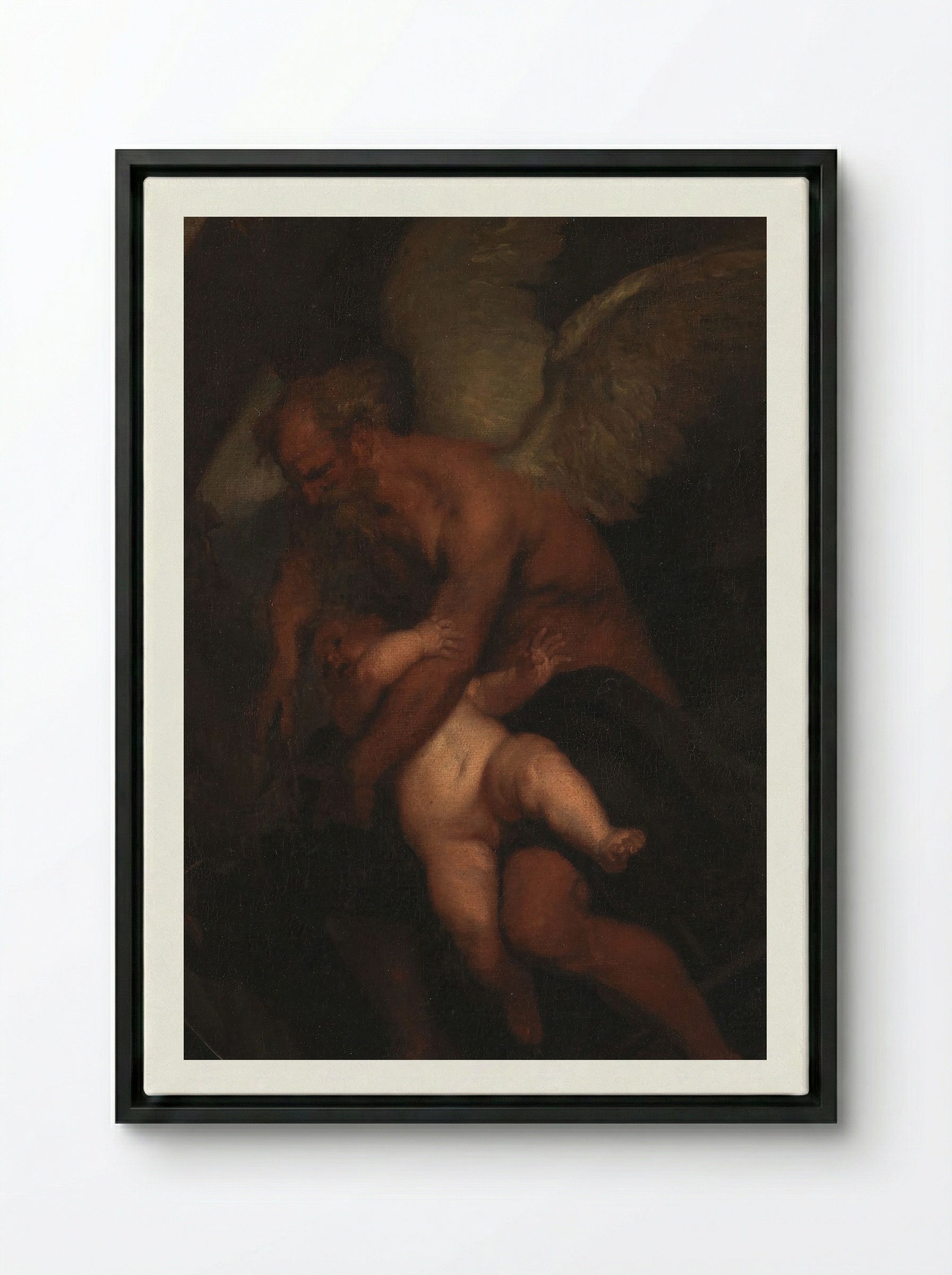 The Time that Clips Cupid's Wings - Caspar Netscher - Framed Canvas Black