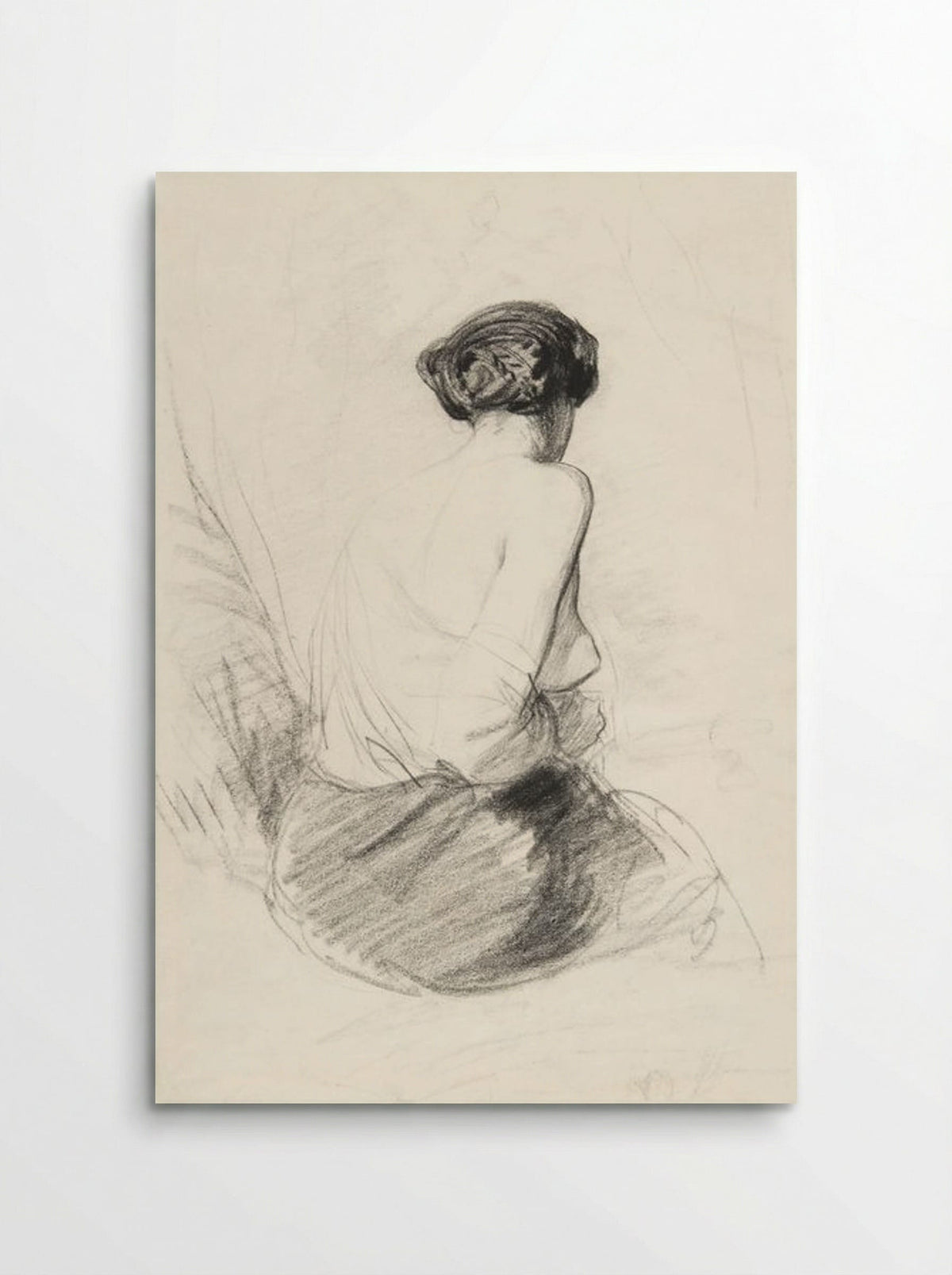 Woman Seated, Seen from Back (Nude Study) - Paul Gavarni - Poster