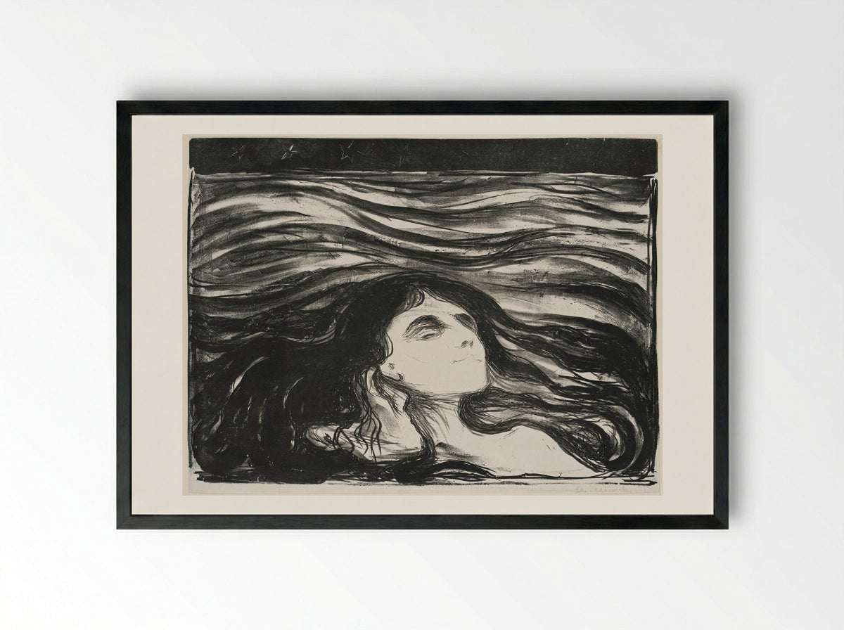 On the Waves of Love - Edvard Munch - Framed Print Black
