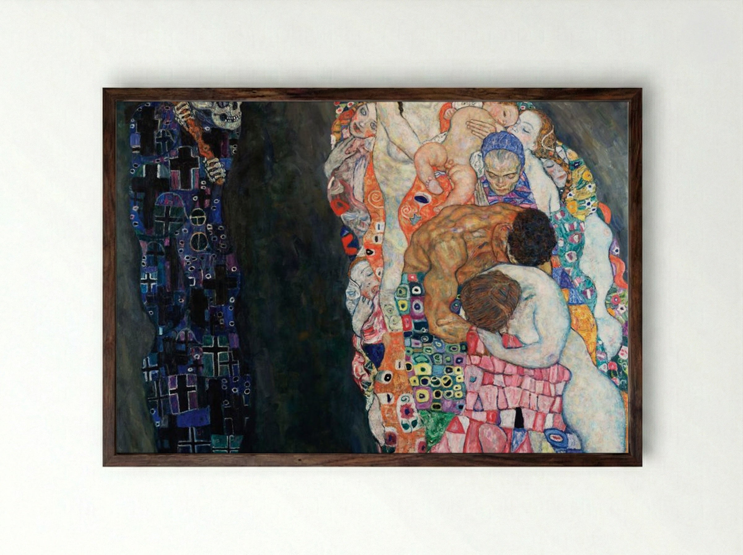 Death and Life - Gustav Klimt - Framed Print Dark Wood