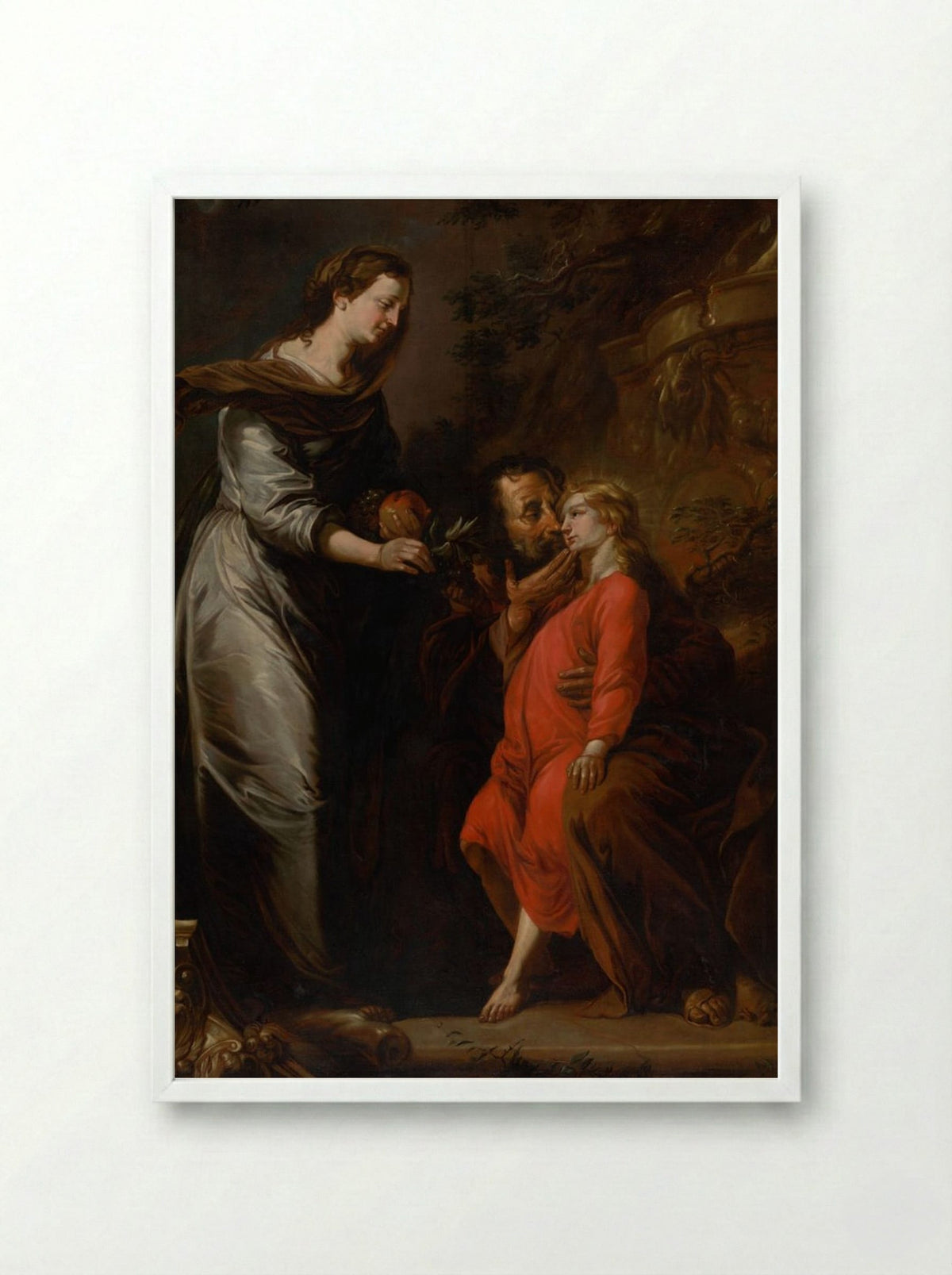 The Marriage of Saint Catherine - Bartolomé Esteban Murillo - Framed Print White