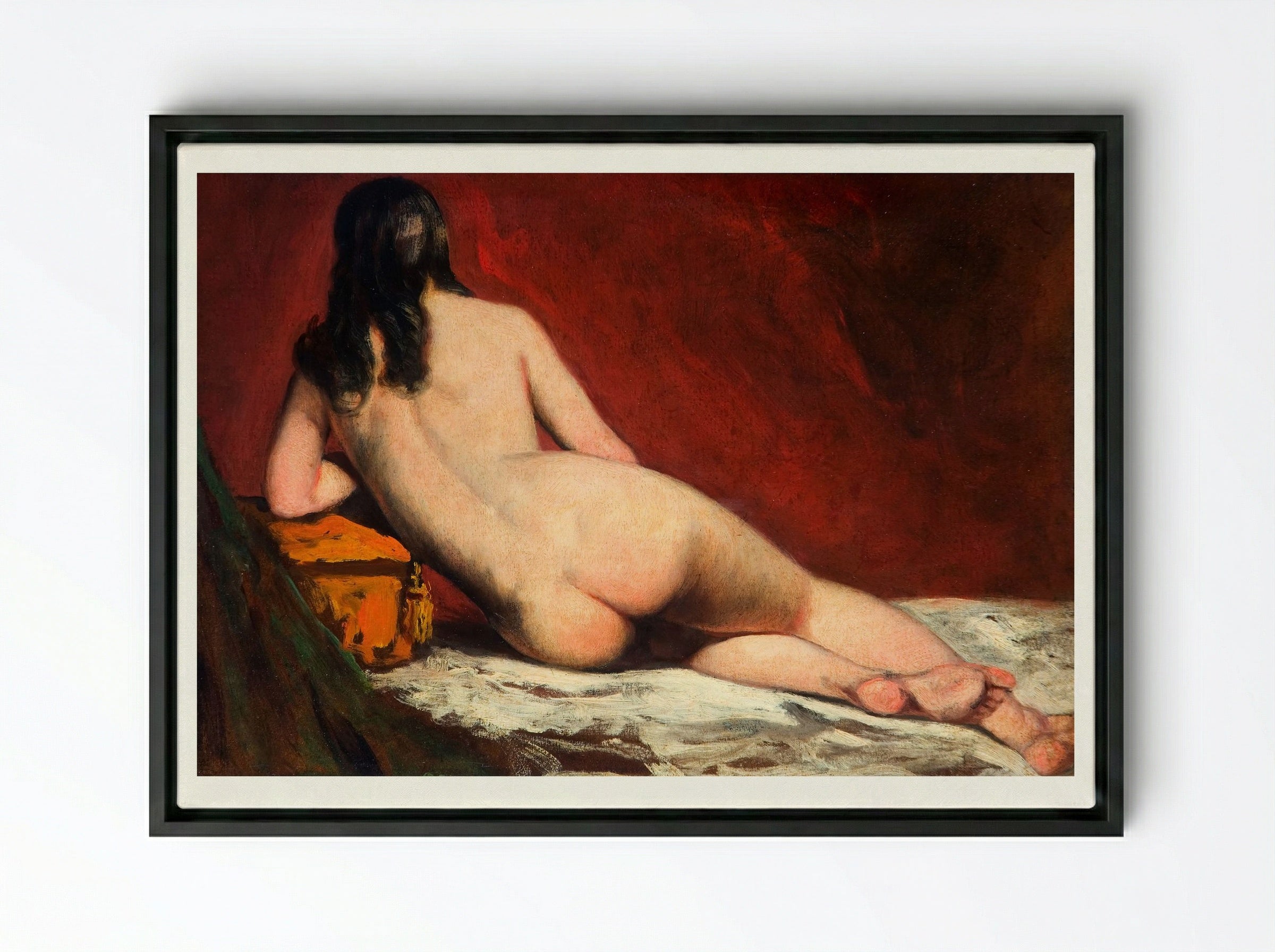 Nude Study of a Reclining Woman - William Etty - Framed Canvas Black
