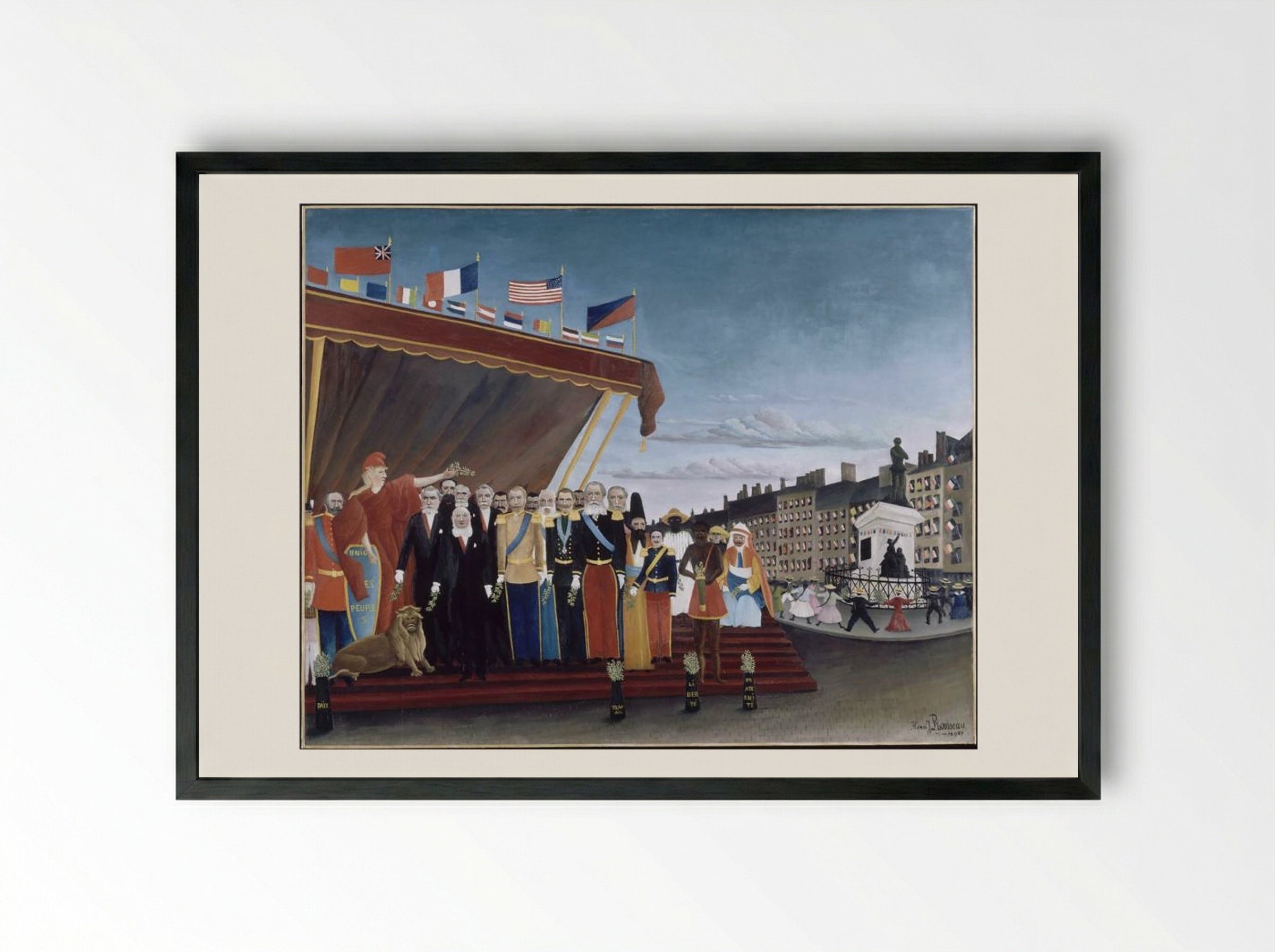 The Representatives of Foreign Powers Coming to Salute the Republic as a Sign of Peace - Henri Rousseau - Framed Print Black
